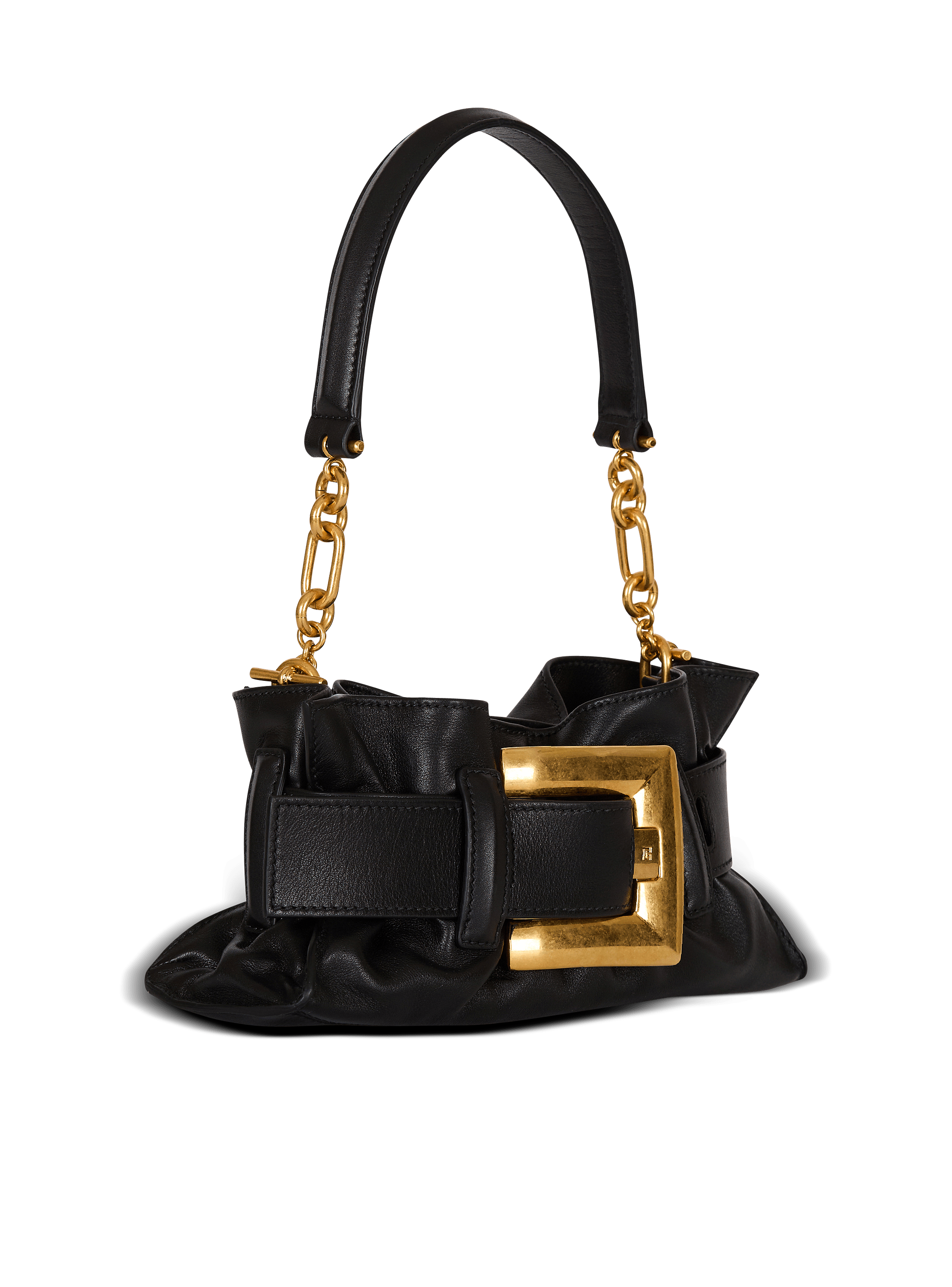 【関税込み】Balmain ベージュ ミニ Anthem バッグ Mini Anthem bag in calfskin - Women | BALMAIN