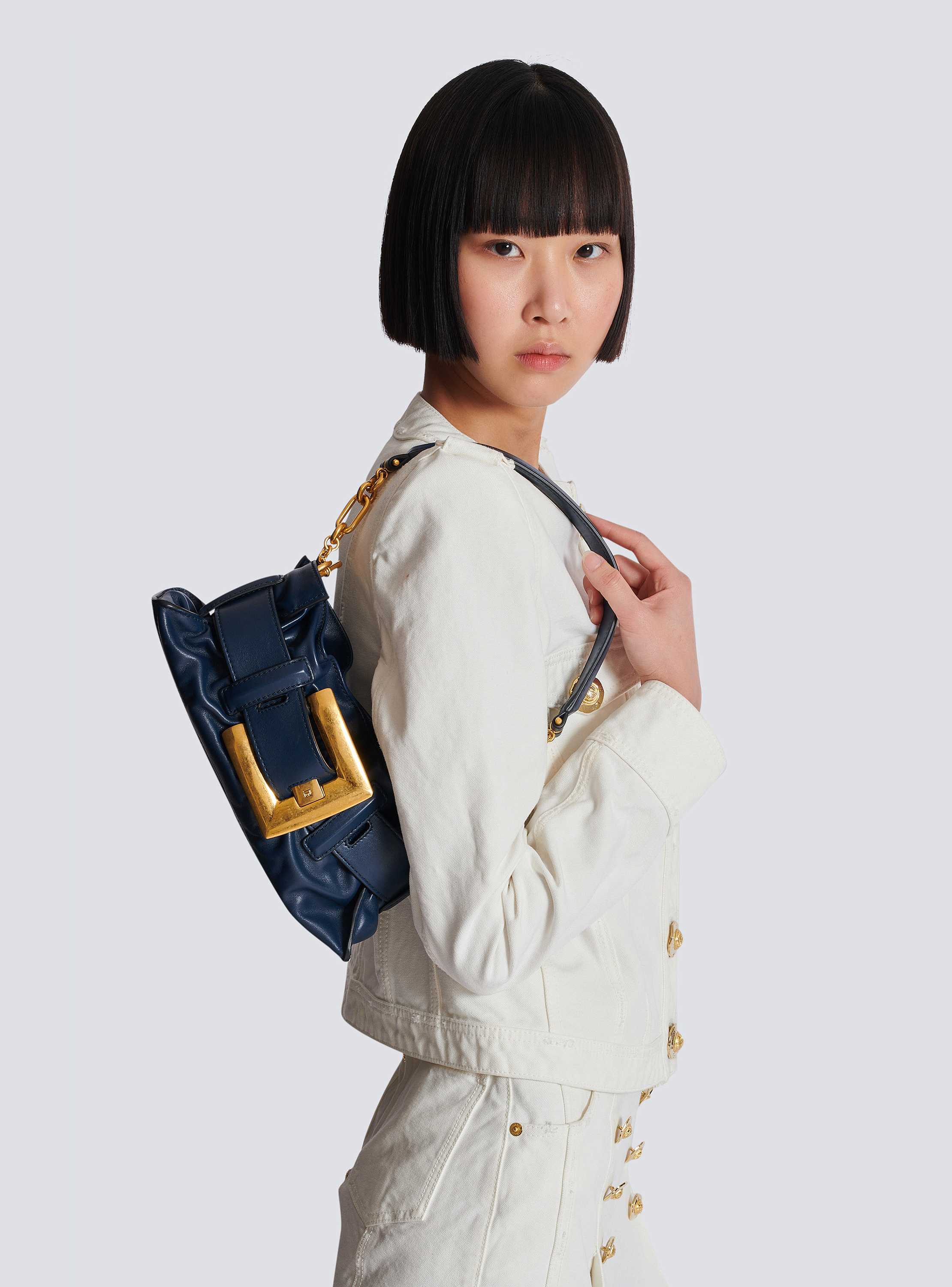 【関税込み】Balmain ベージュ ミニ Anthem バッグ Mini Anthem bag in calfskin - Women | BALMAIN