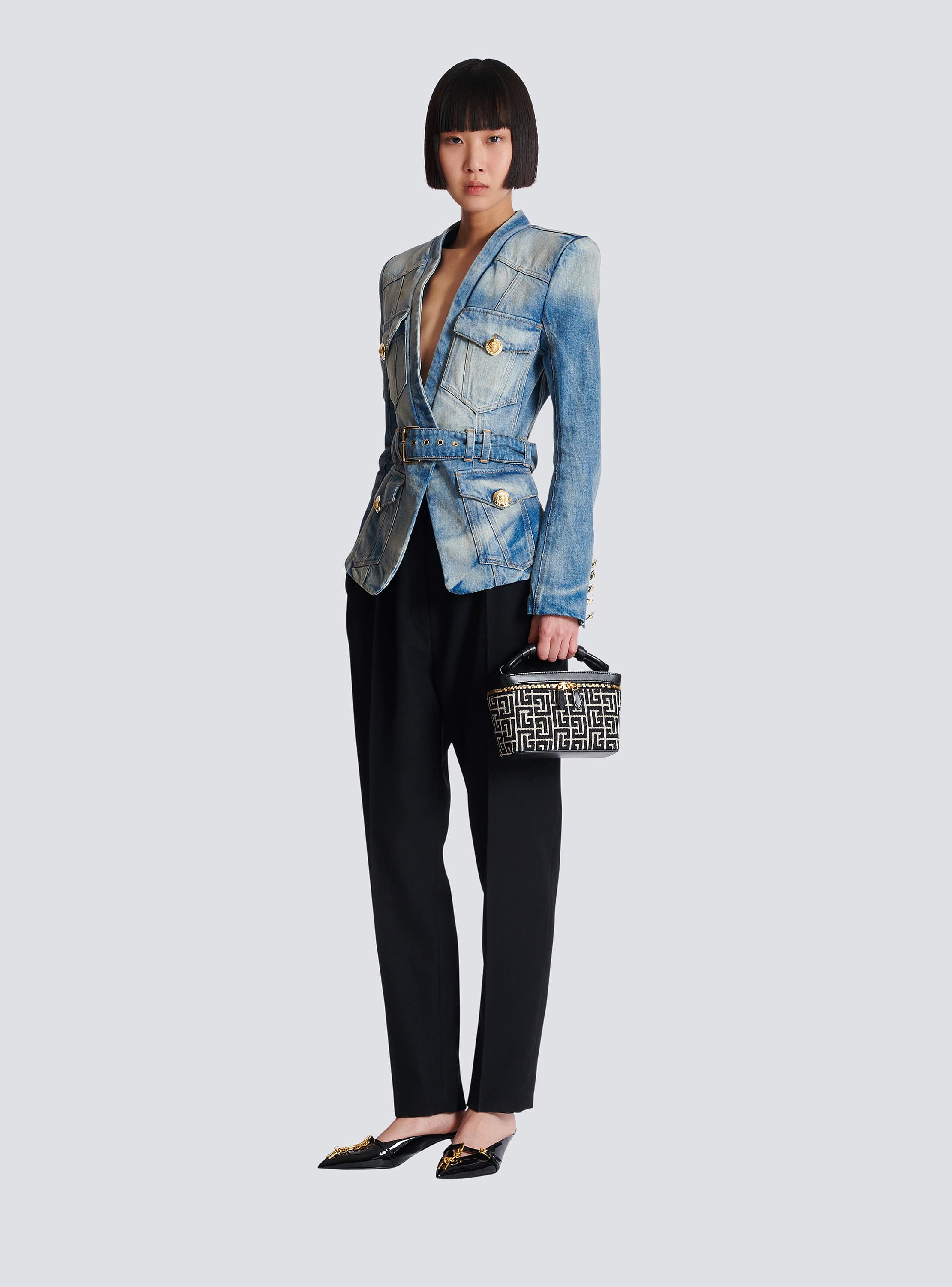 BALMAIN B-Army キャンバス＆レザー バニティーケース B-Army キャンバス＆レザー バニティーケース - Women | BALMAIN