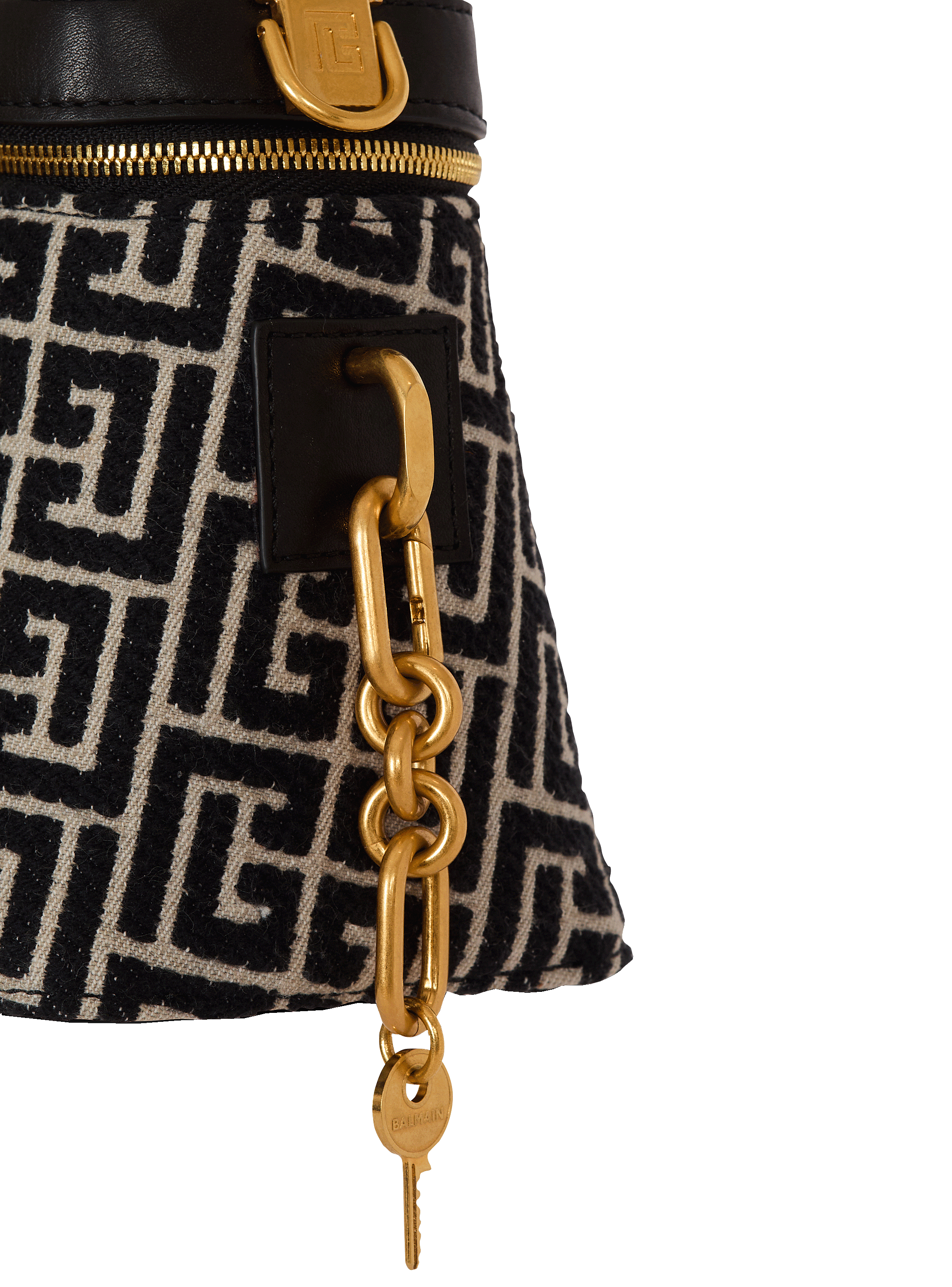 【関税＆送料込み】Balmain Pulse Vanity Bag Pulse Vanity bag in monogrammed jacquard canvas and leather