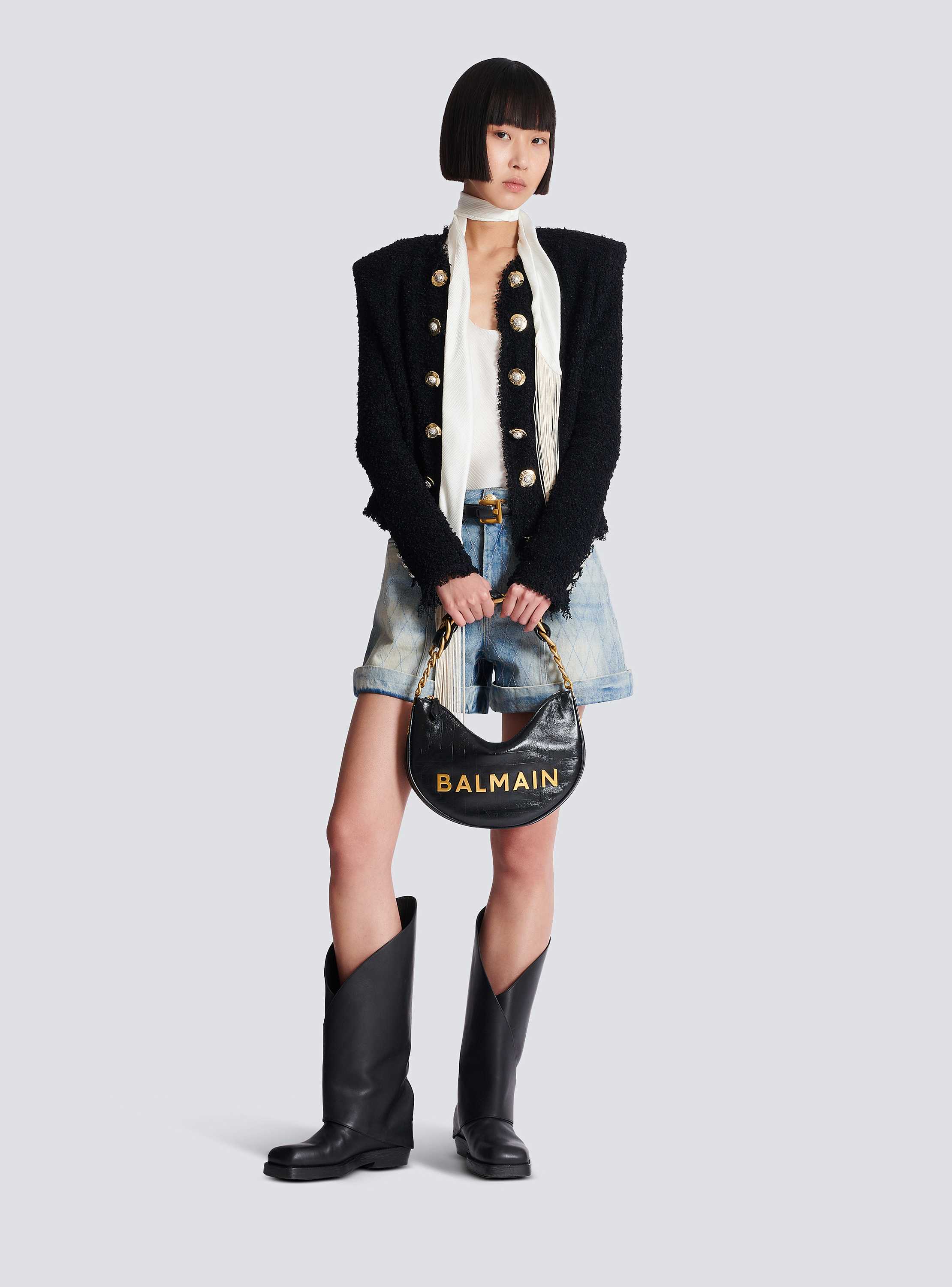 1945 Soft Moon crinkled calfskin leather bag - Women | BALMAIN