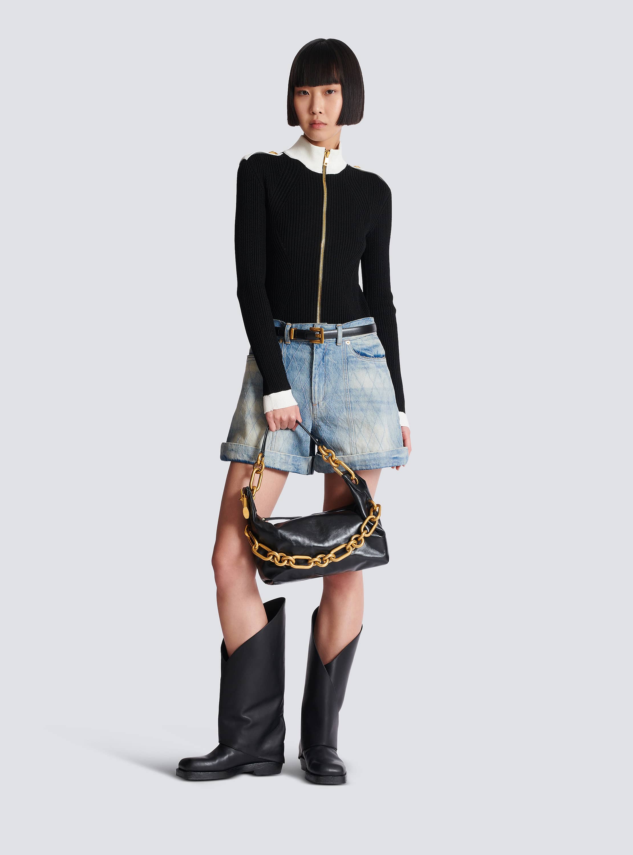 【BALMAIN】Sync カーフレザー製 ミディアムバッグ ブラック Sync Medium bag in calfskin leather - Women | BALMAIN