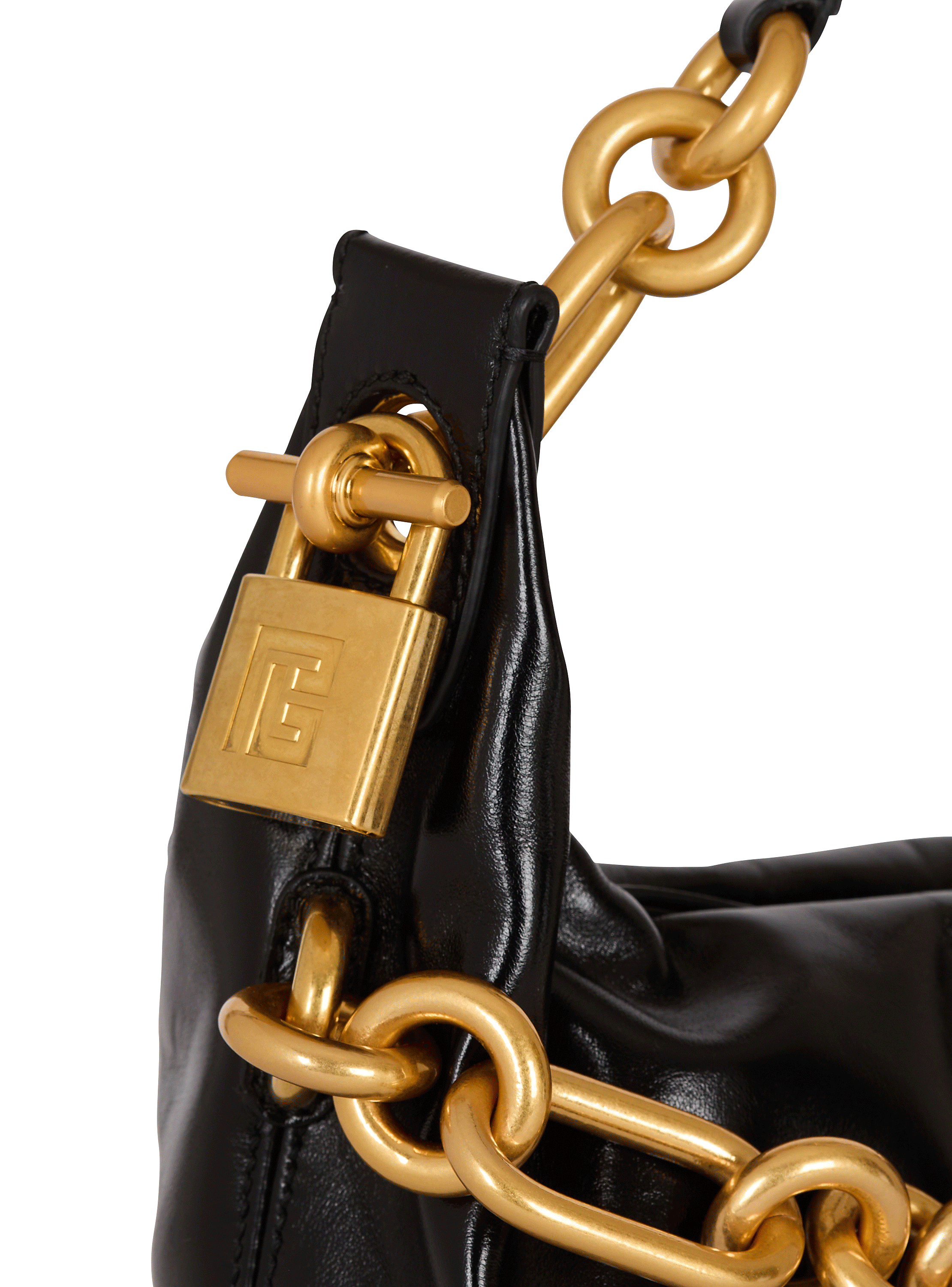 【関税＆送料込み】Balmain Classic Handle S Bags Balmain Sync Chain Mini Top-Handle Bag in Calfskin Leather