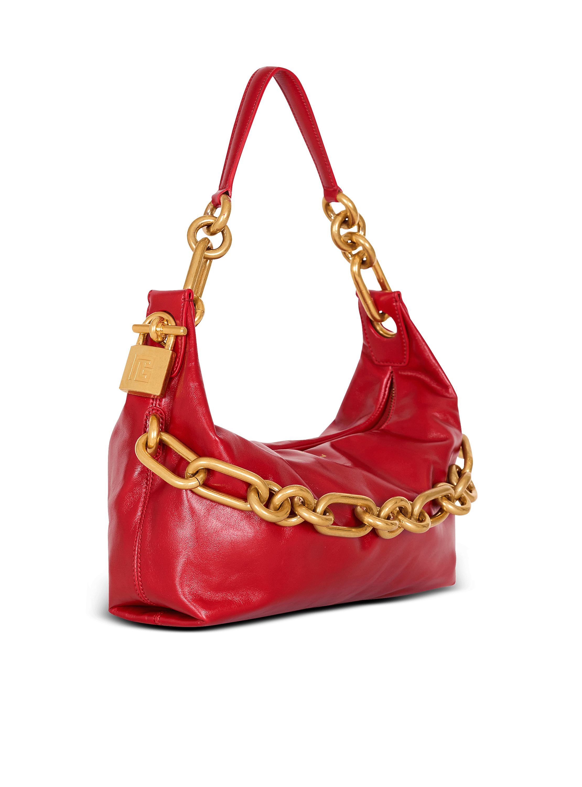 Sync Medium bag in calfskin leather red red - Women | BALMAIN