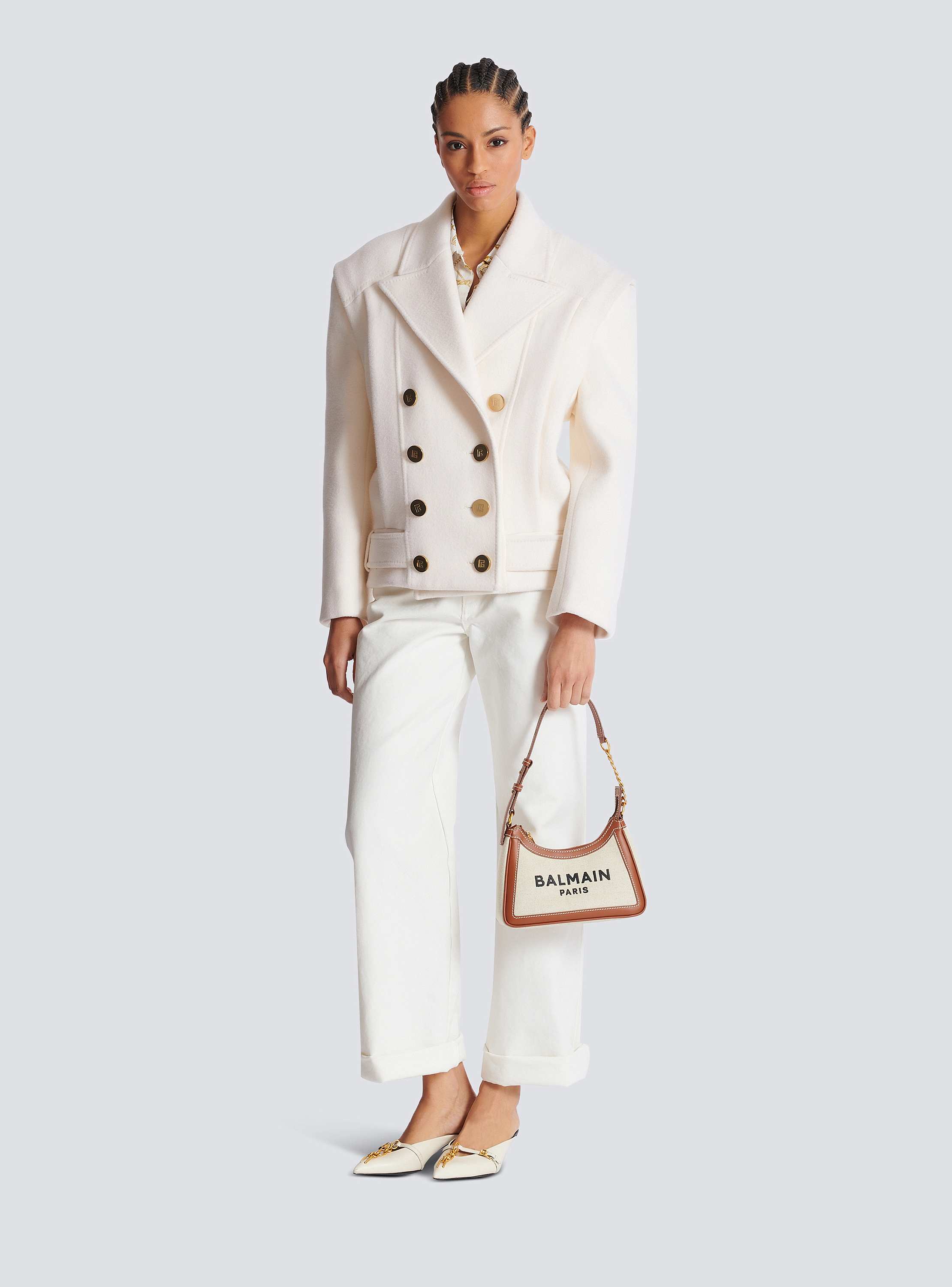 【Balmain】 B-Armyレザートリムキャンバスショルダーバッグ B-Army キャンバスとレザー製 ショルダーバッグ - Women | BALMAIN