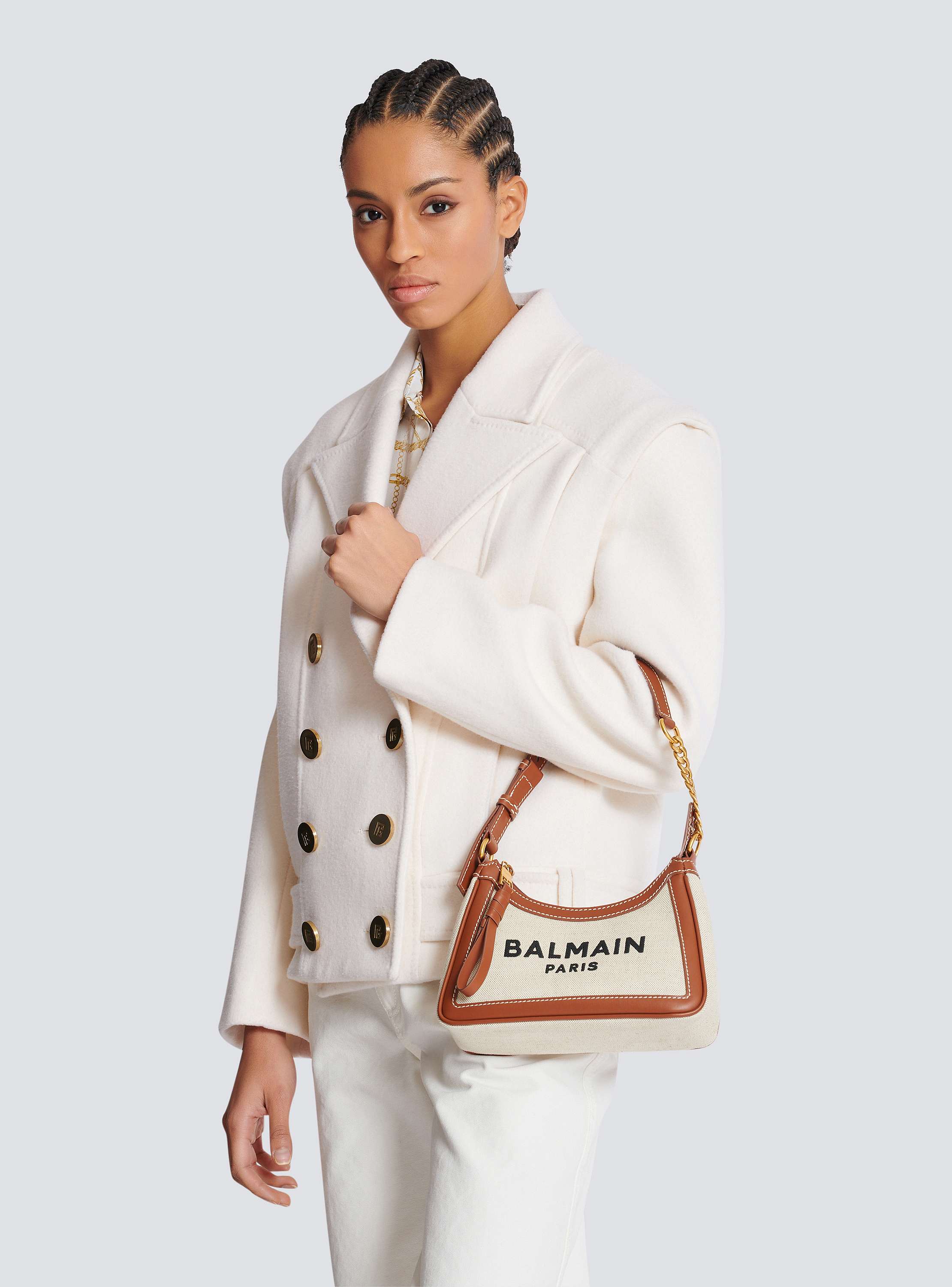 ★人気★ BALMAIN B-Army キャンバス バッグ ショルダー バッグ B-Army キャンバスとレザー製 ショルダーバッグ - Women | BALMAIN