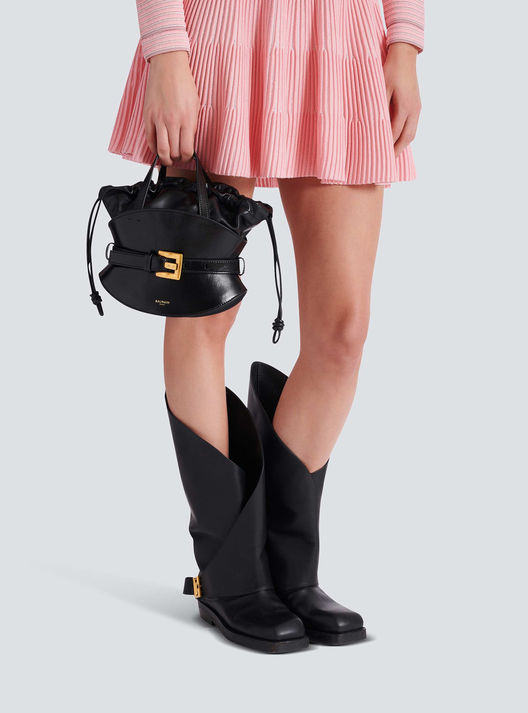 ★関税込★ BALMAIN ラフィア mini Shuffle 2WAYバッグ Shuffle Mini bag in leather - Women | BALMAIN