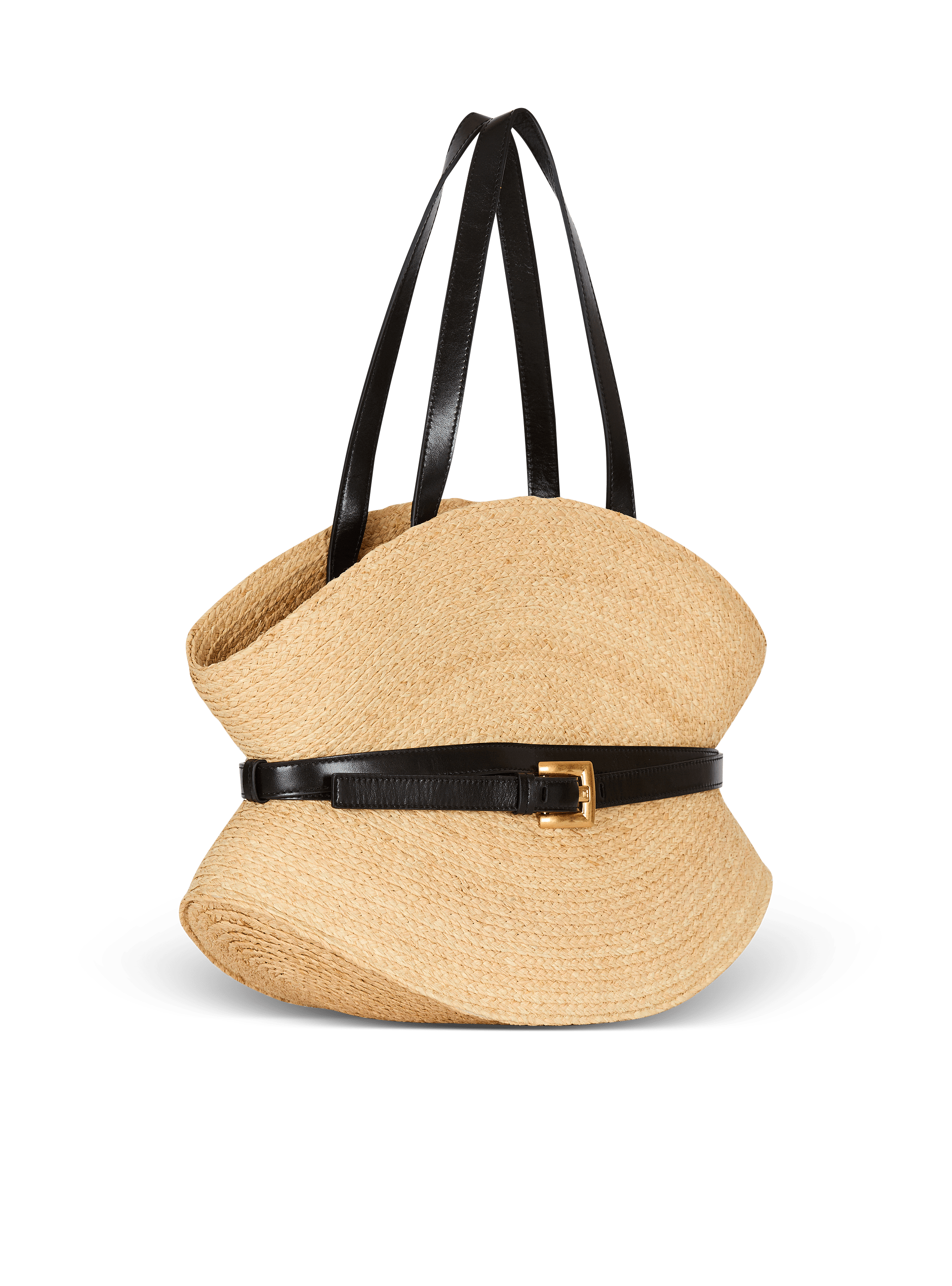 【関税＆送料込み】Balmain Shuffle Medium-Raffia&Calfskin Shuffle Medium bag in raffia - Women | BALMAIN