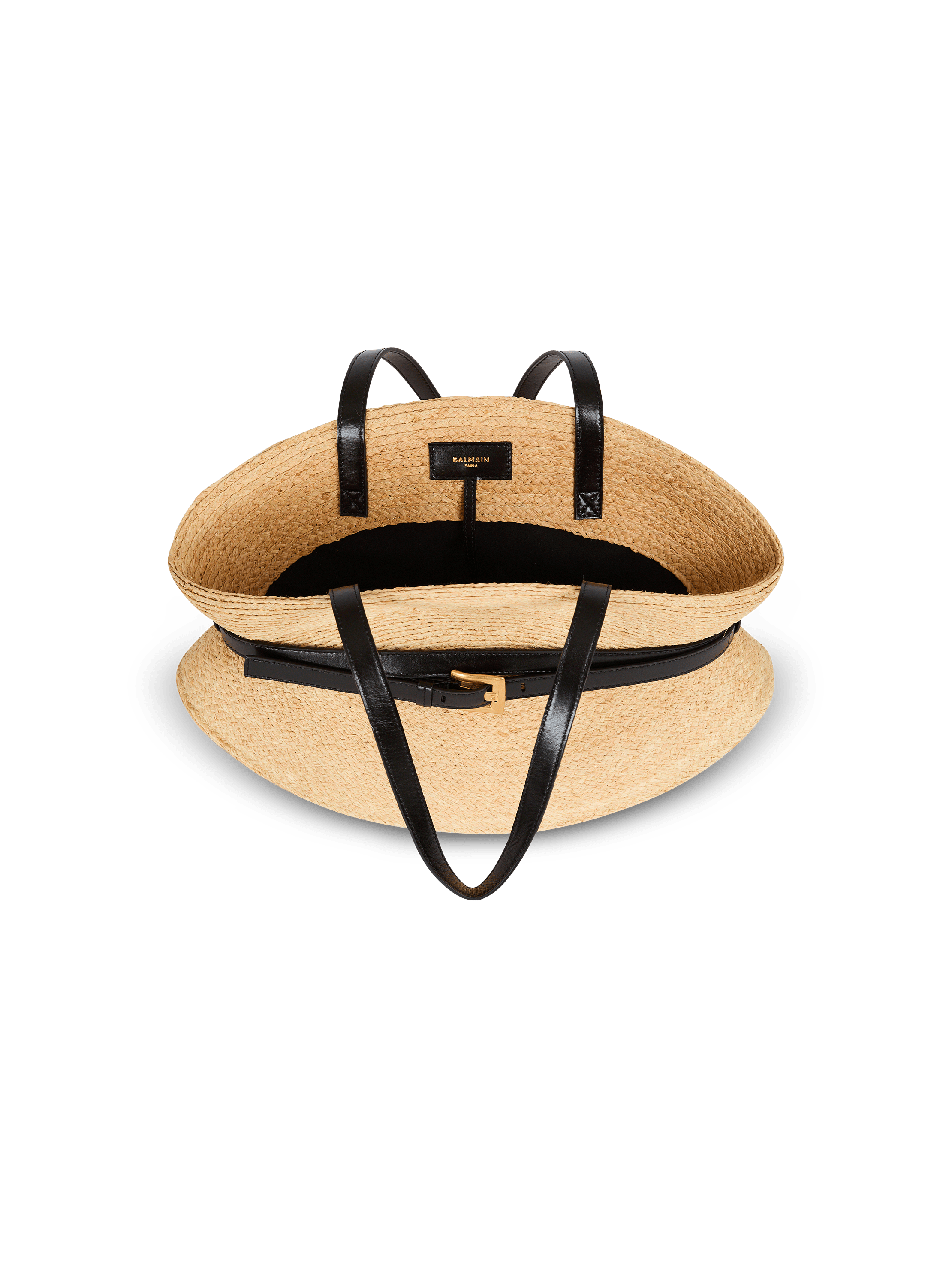 【関税＆送料込み】Balmain Shuffle Medium-Raffia&Calfskin Shuffle Medium bag in raffia - Women | BALMAIN