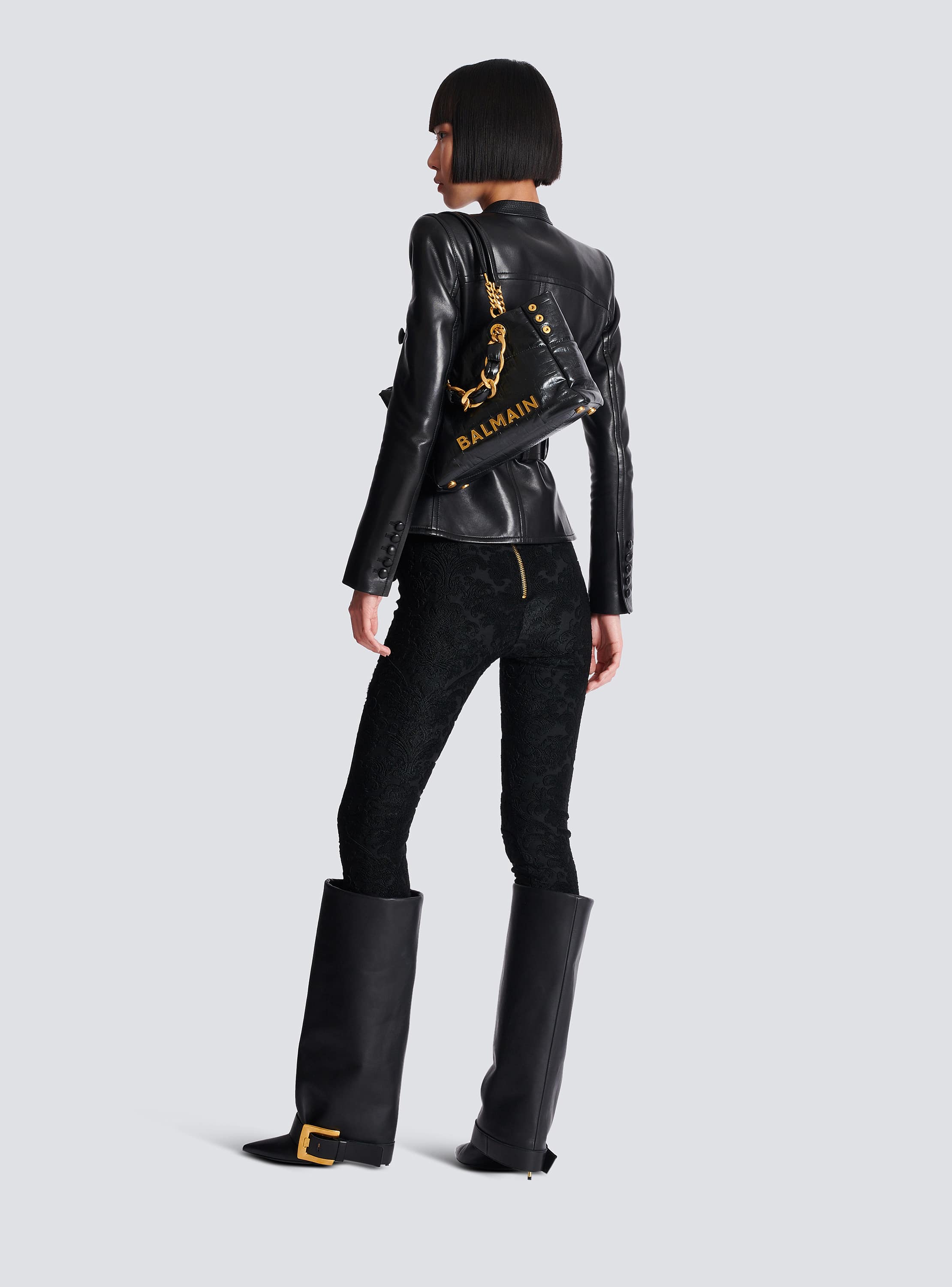 Small 1945 Soft tote bag in crackled calfskin - Women | BALMAIN