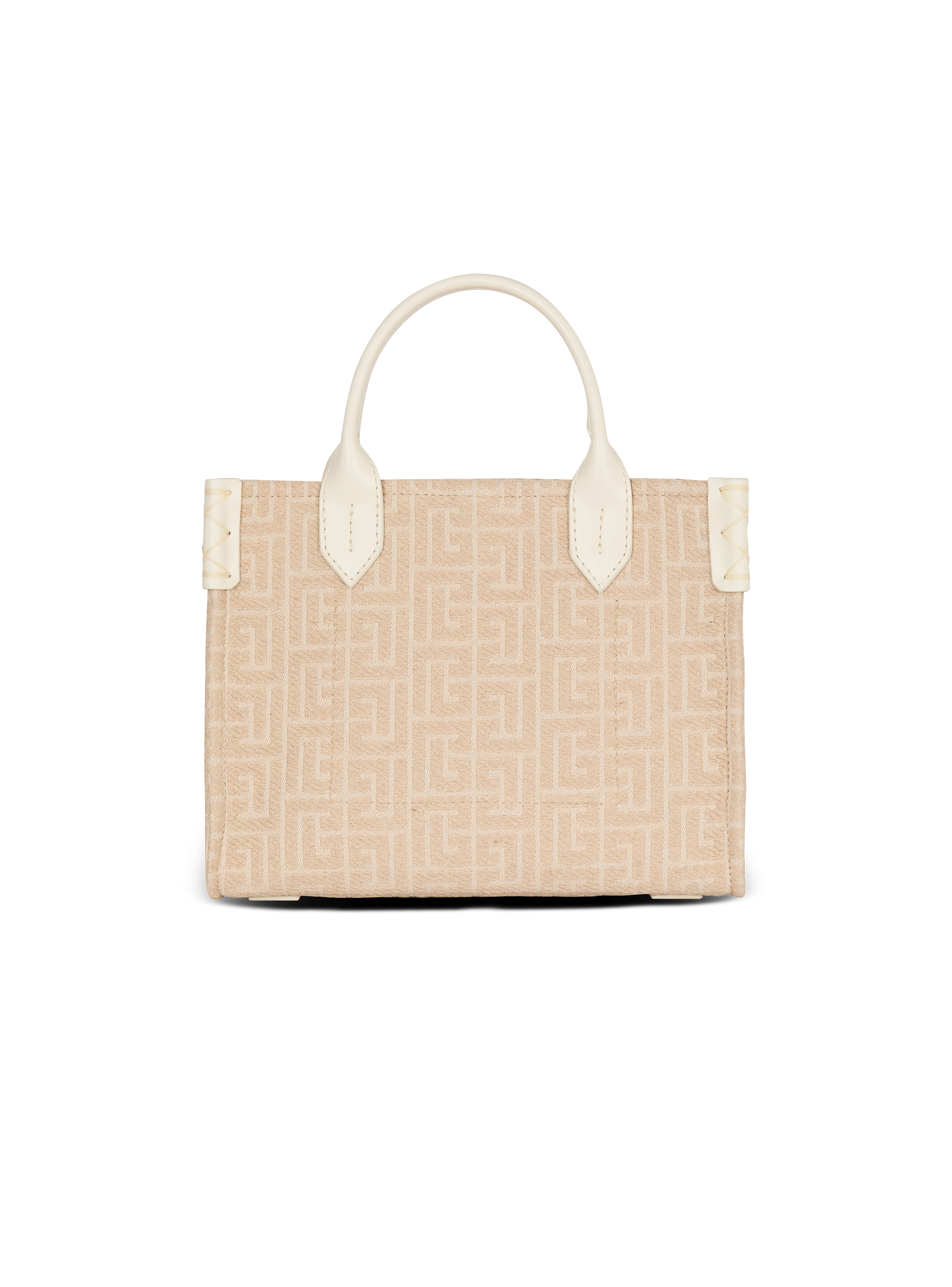 B-Army Small monogrammed canvas and leather tote bag beige