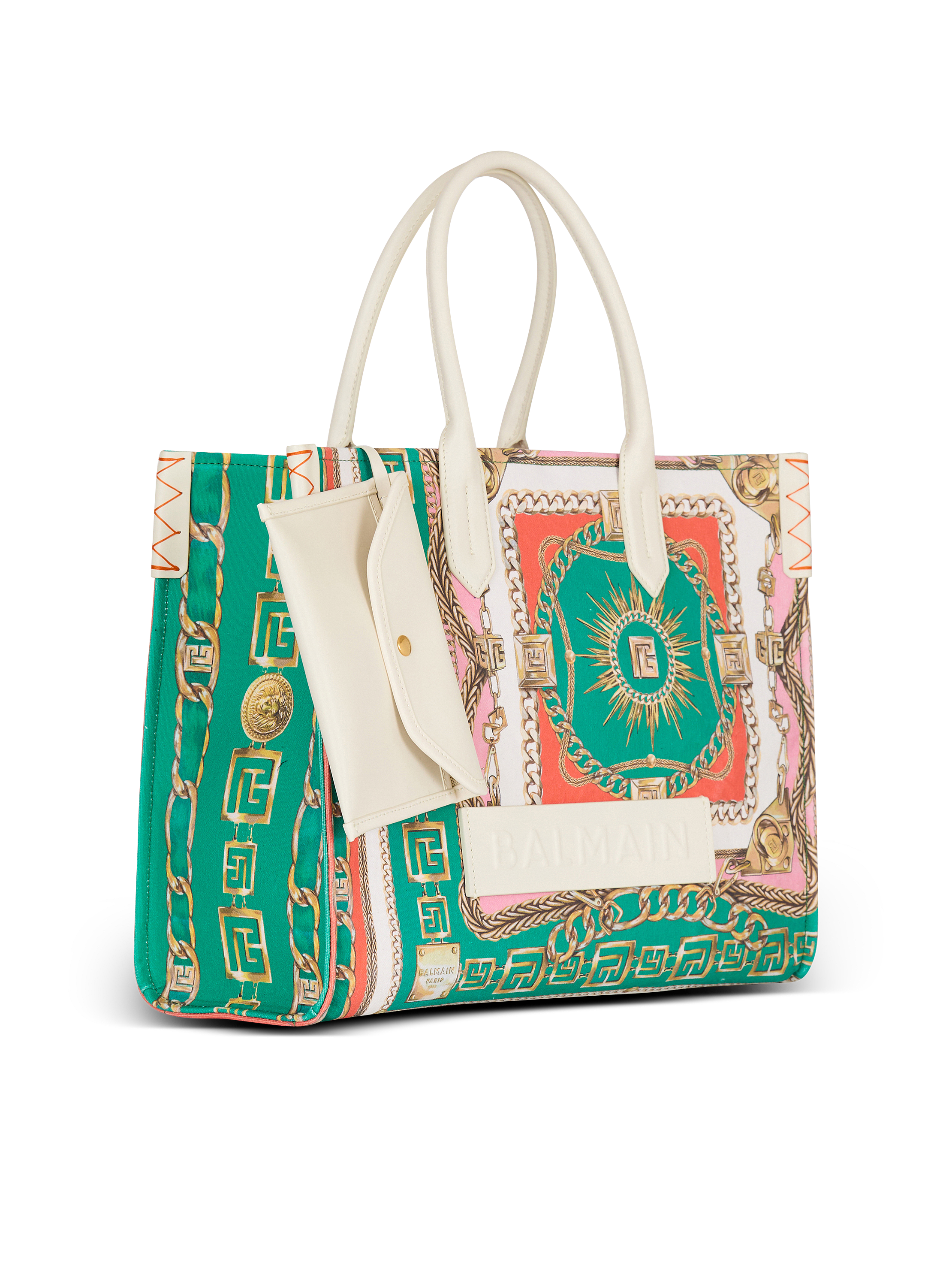 B-Army プリントのキャンバス製 ミディアム トートバッグ 