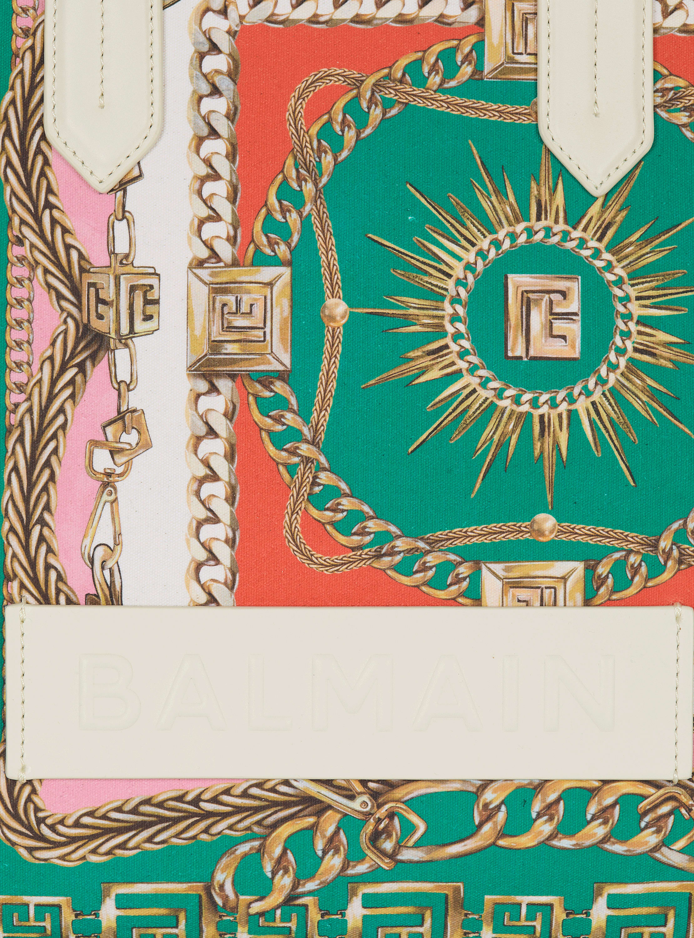 B-Army プリントのキャンバス製 ミディアム トートバッグ 