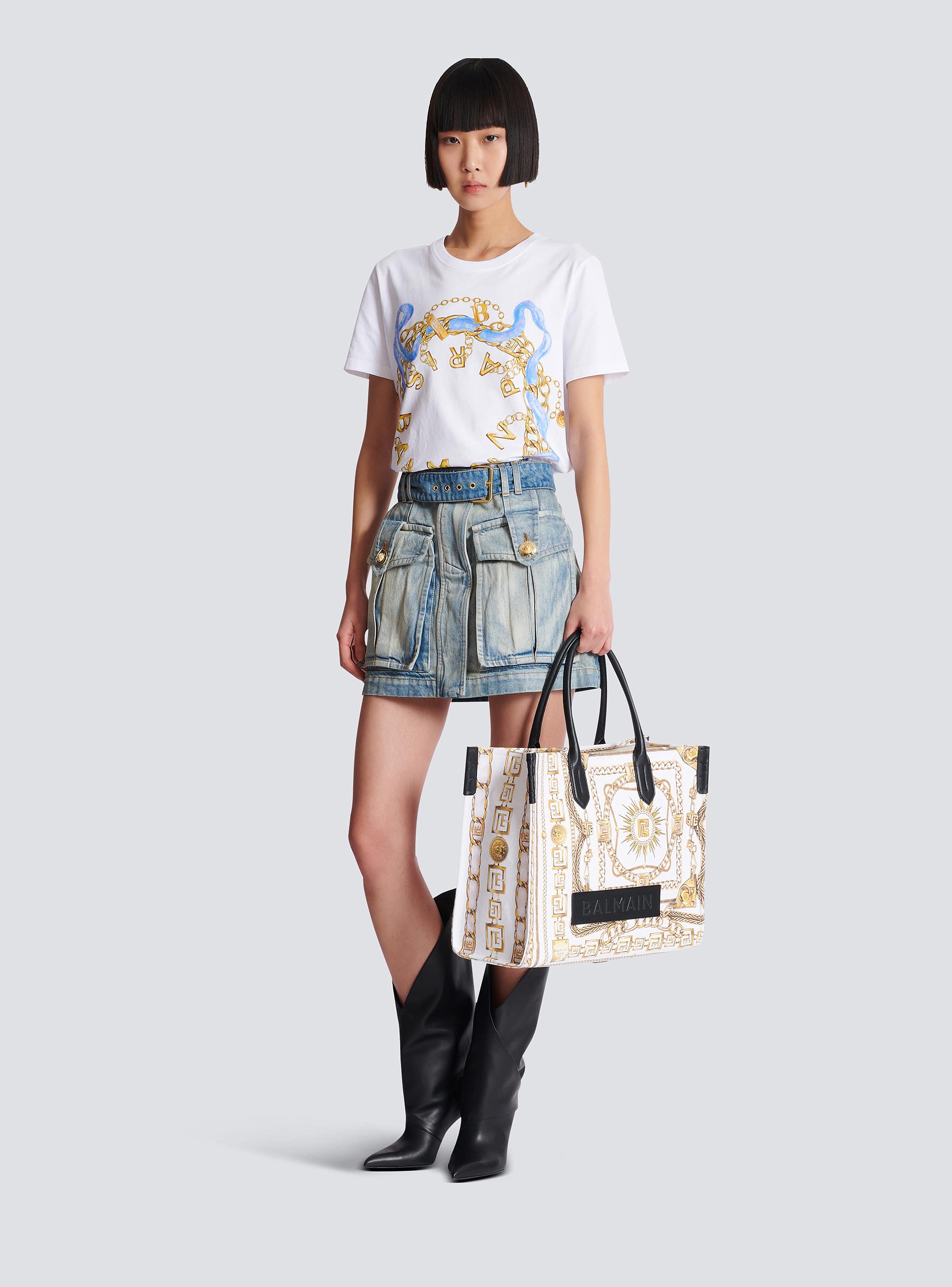 B-Army Medium tote bag in printed canvas - Women | BALMAIN