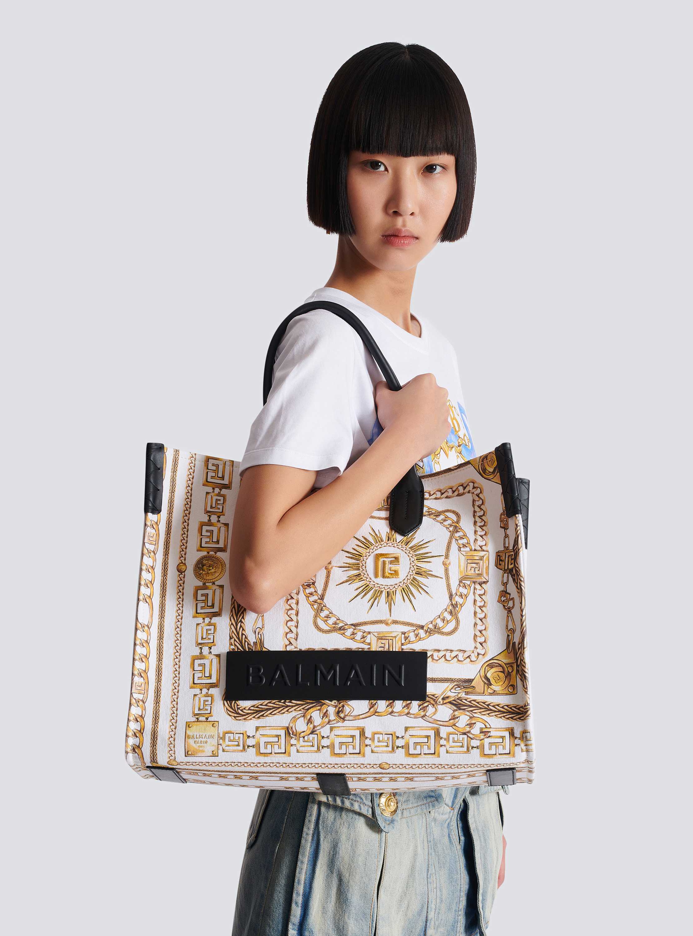 【関税＆送料込み】Balmain B-Army Tote Bag With Print B-Army Medium tote bag in printed canvas - Women | BALMAIN