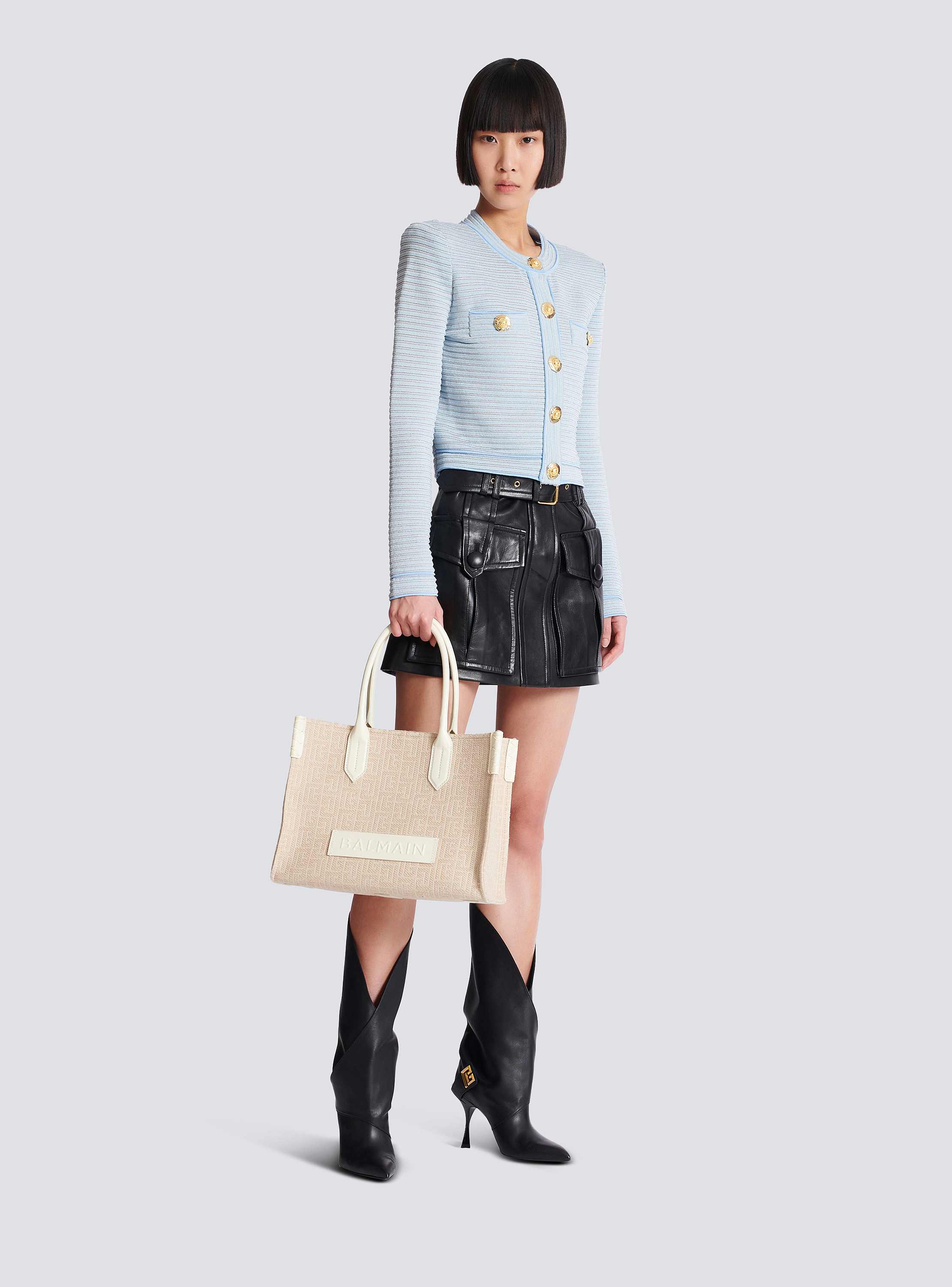 B-Army 36 monogrammed canvas jacquard and leather tote bag