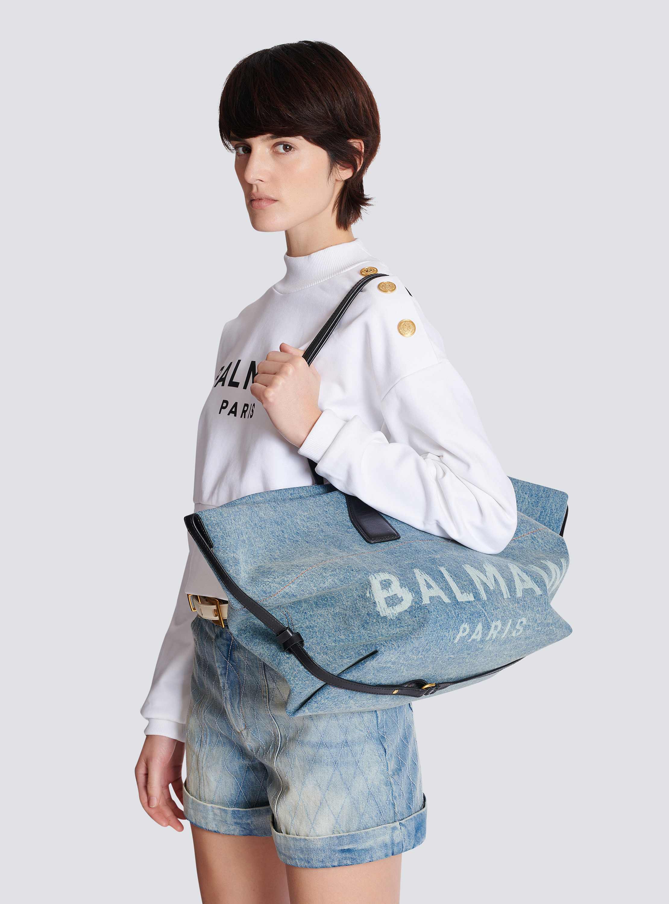Track denim tote bag