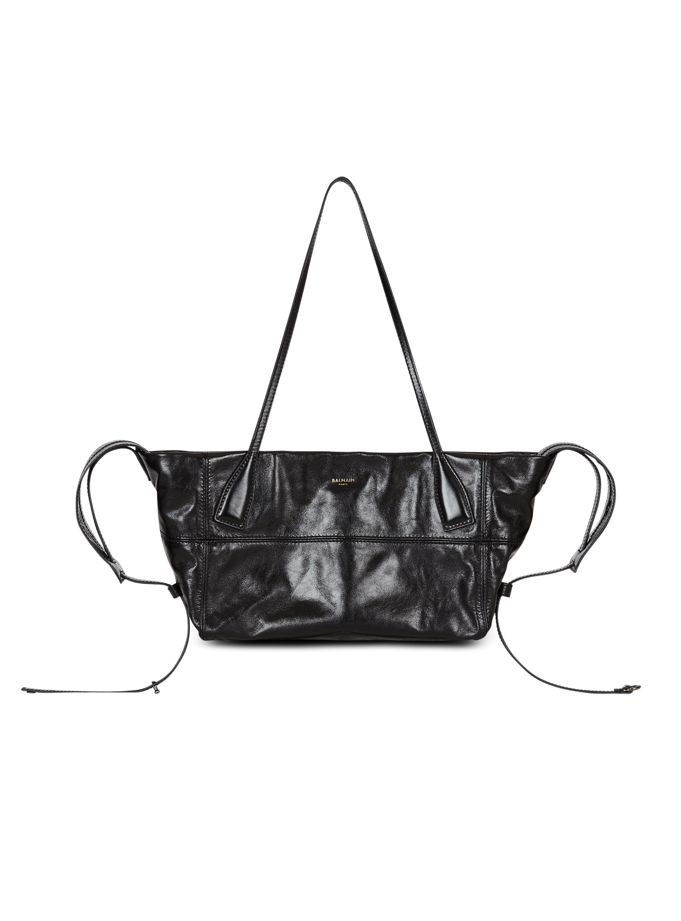Track shiny leather tote bag 