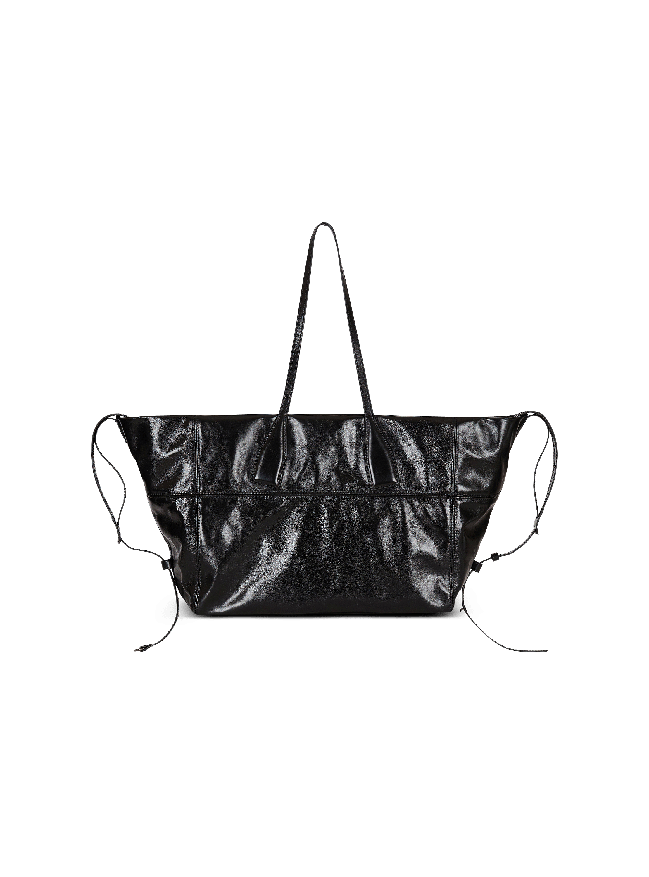 Track shiny leather tote bag 