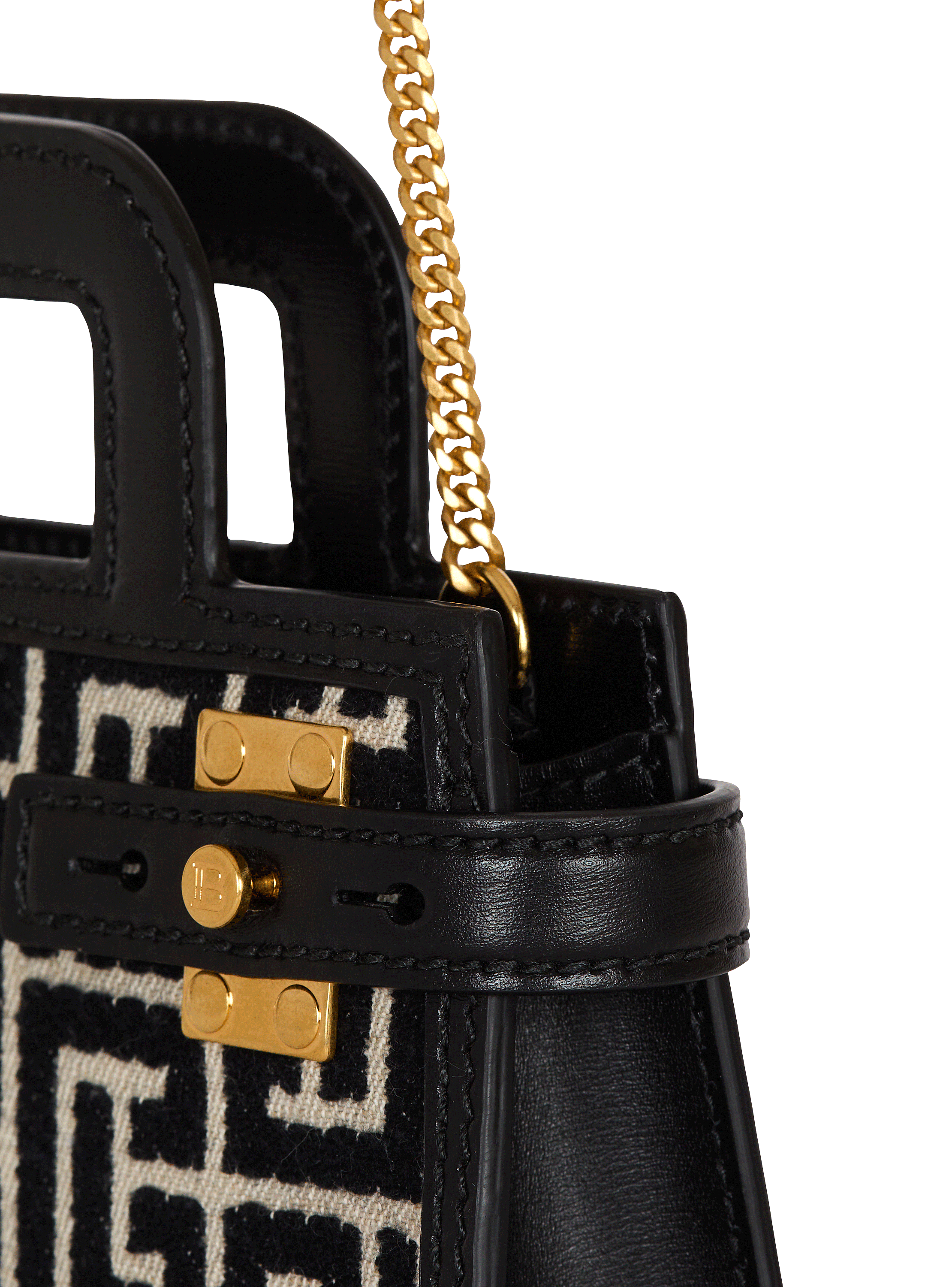 B-Buzz Small Top Handle monogrammed canvas and leather bag