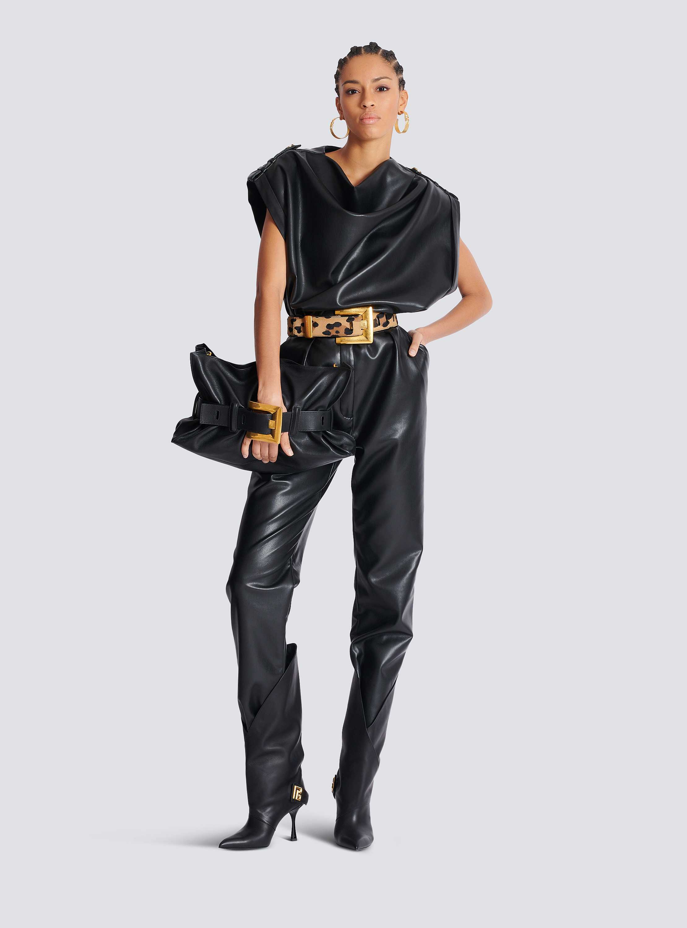Medium Anthem bag in leather black black - Women | BALMAIN