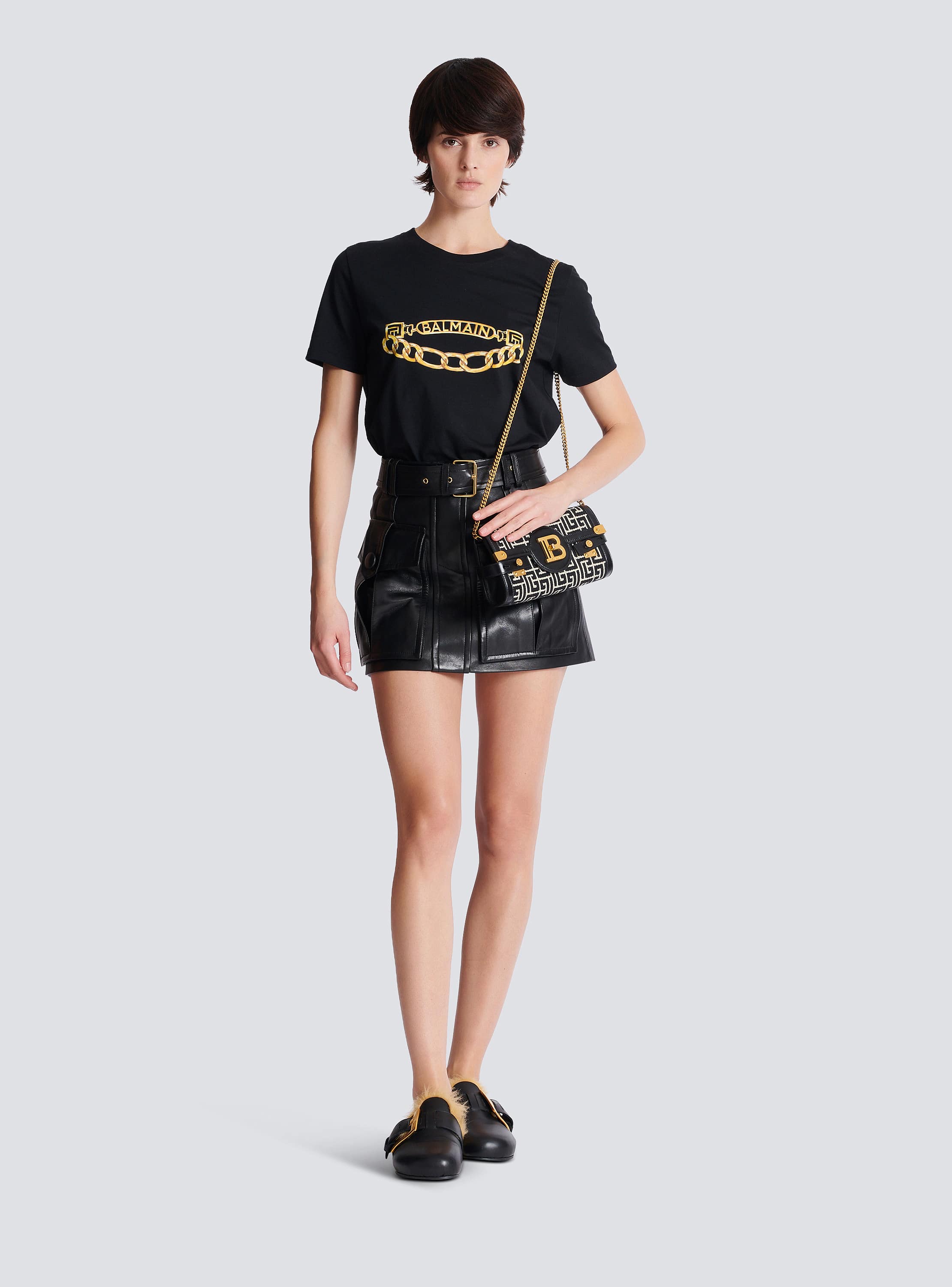 【Balmain】B-BUZZ 23-CALFSKIN◆EN0DB526LQEE B-Buzz 23 bag in diamond-quilted calfskin - Women | BALMAIN