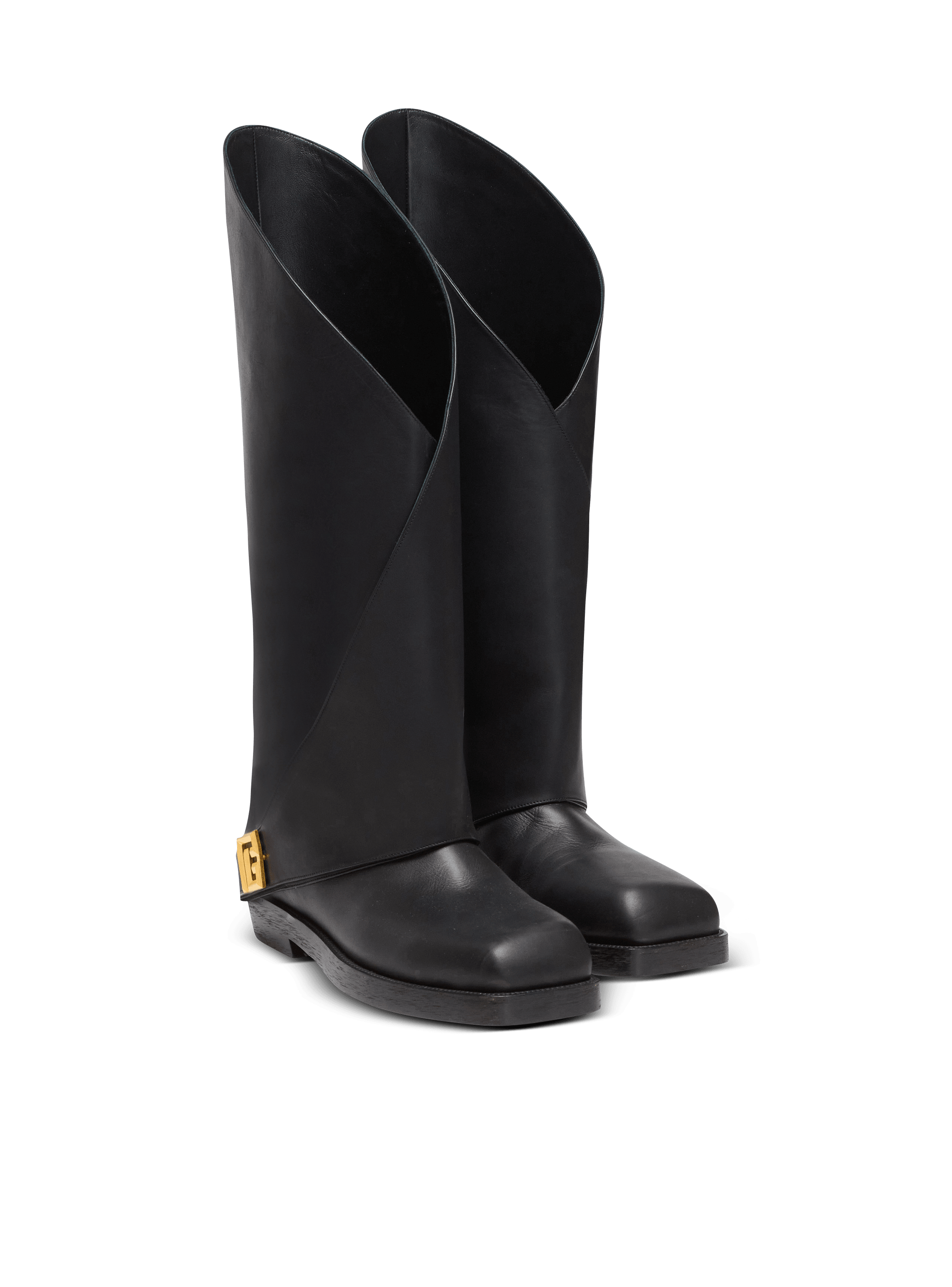 BALMAIN ブラックレザーブーツ Twist flat leather boots black black - Women | BALMAIN