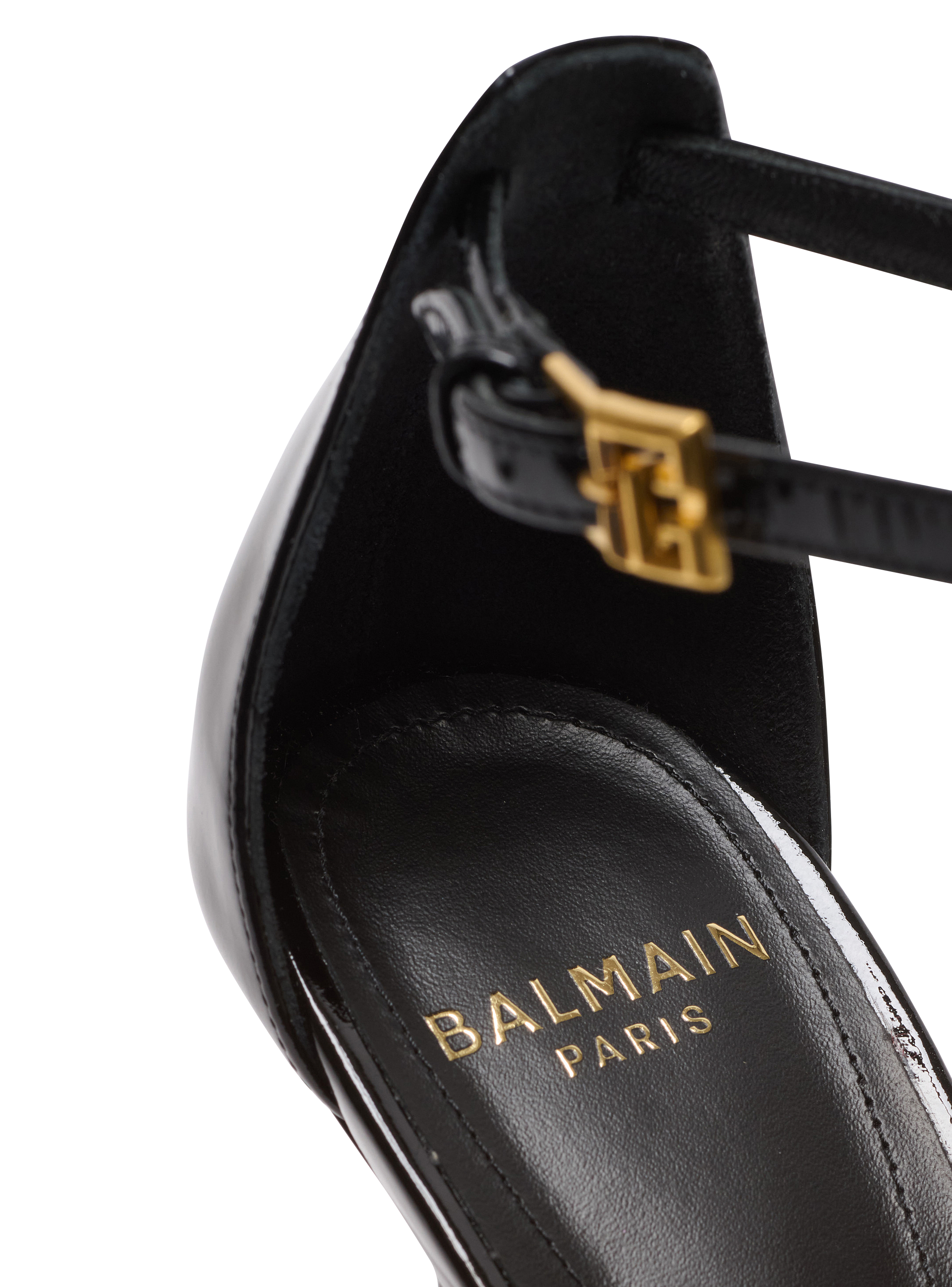 BALMAIN 37 ピンヒール Sync patent leather stilettos with pointed toe black black