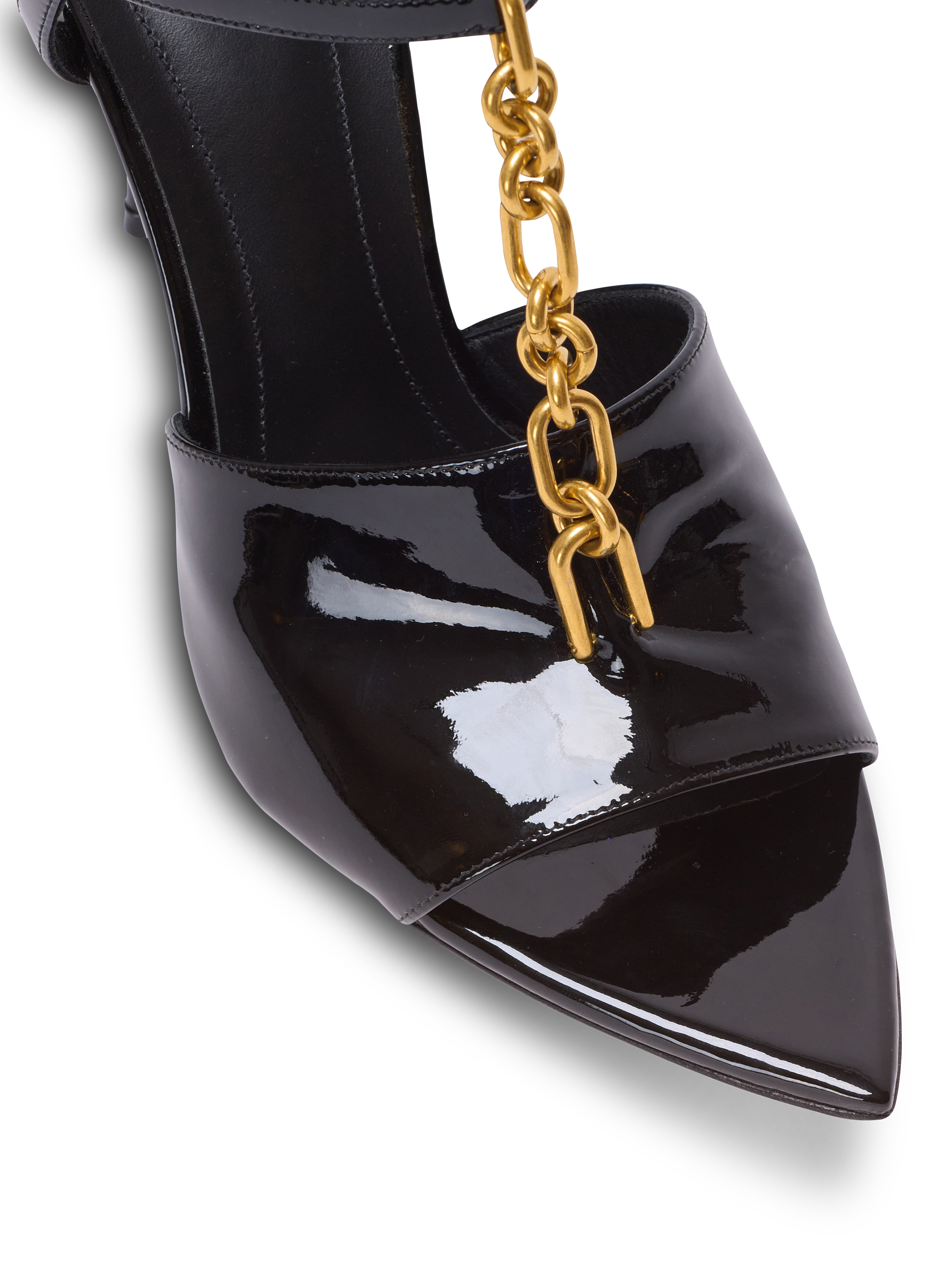 靴 BALMAIN / Chain-Heel Sandal Balmain 110mm Leather Sandals | Black | FARFETCH