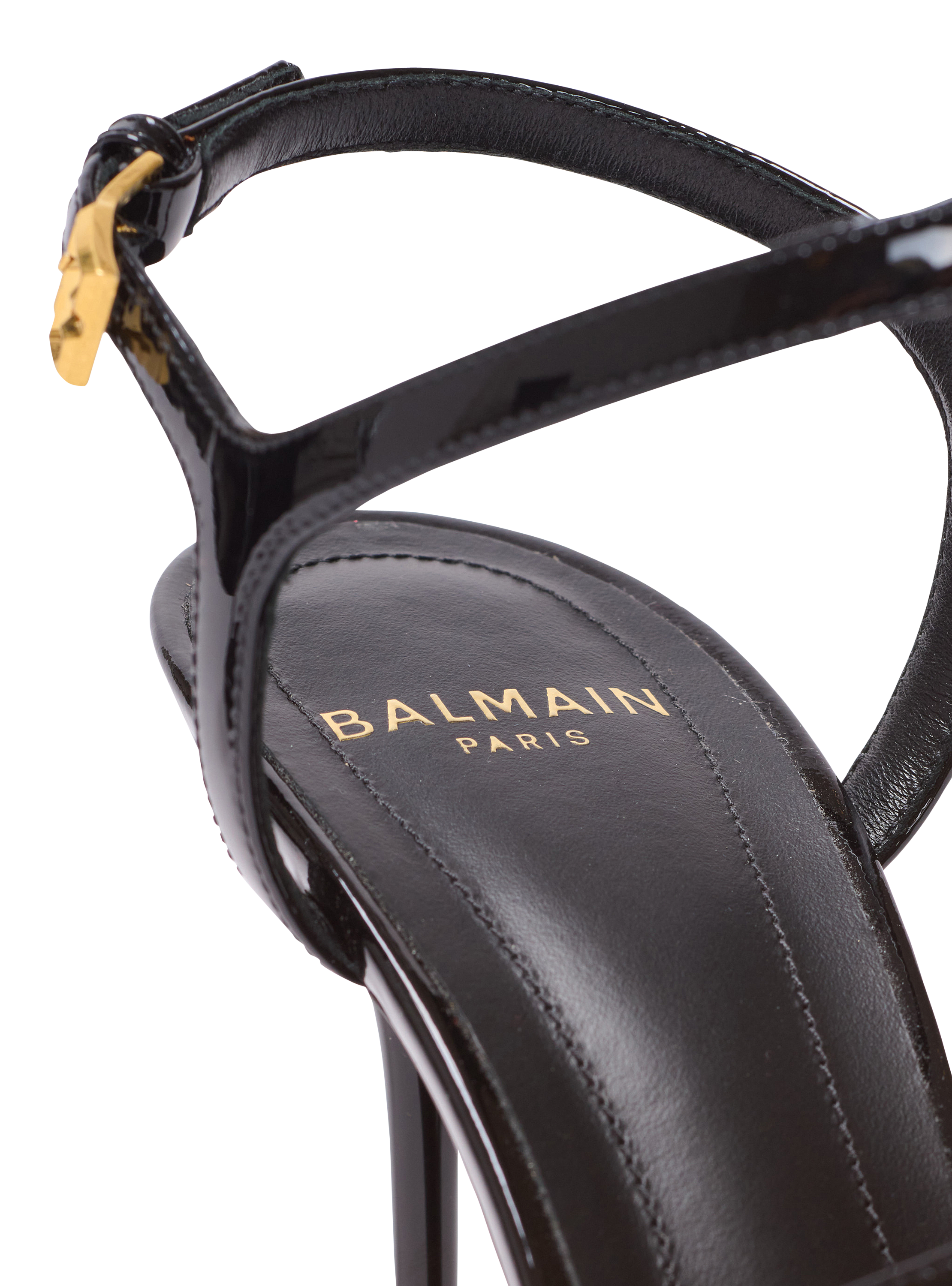 Sync patent leather sandals with heel black - Women | BALMAIN