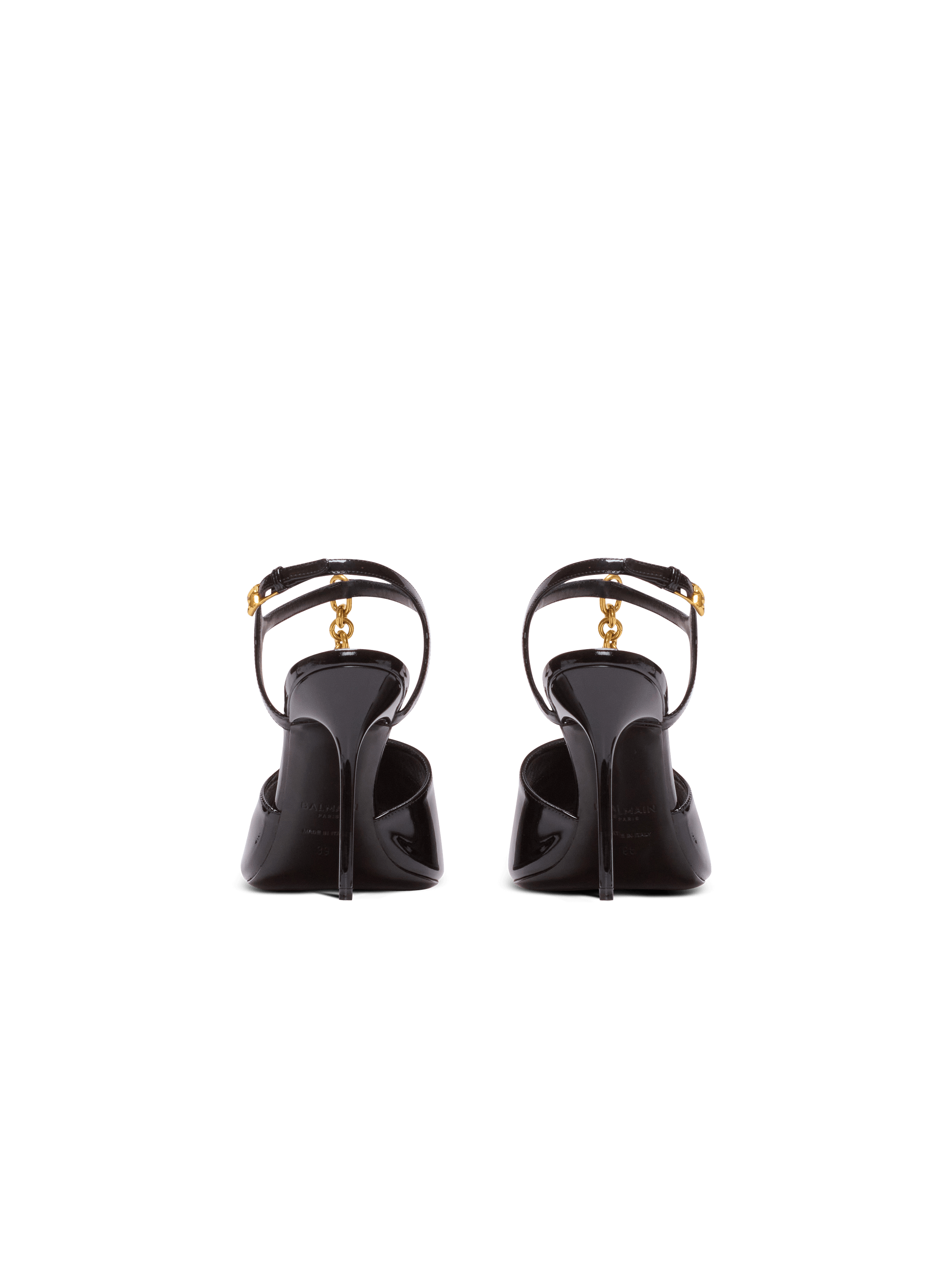 Sync sandals in patent calfskin