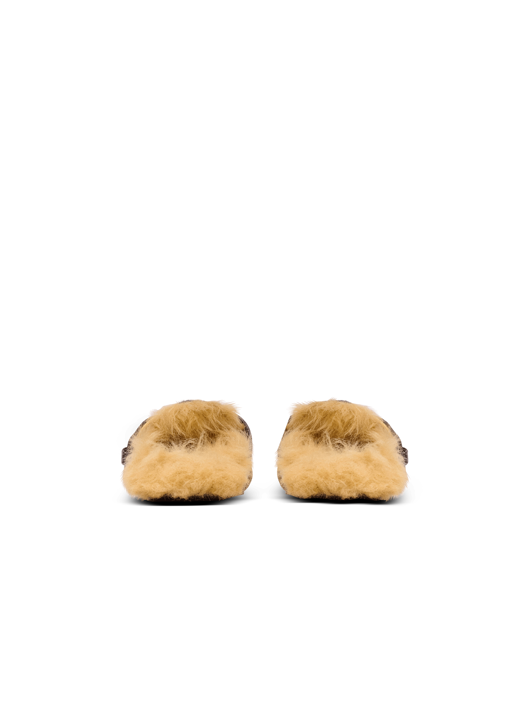 Anthem leopard print ponyskin leather and faux fur mules