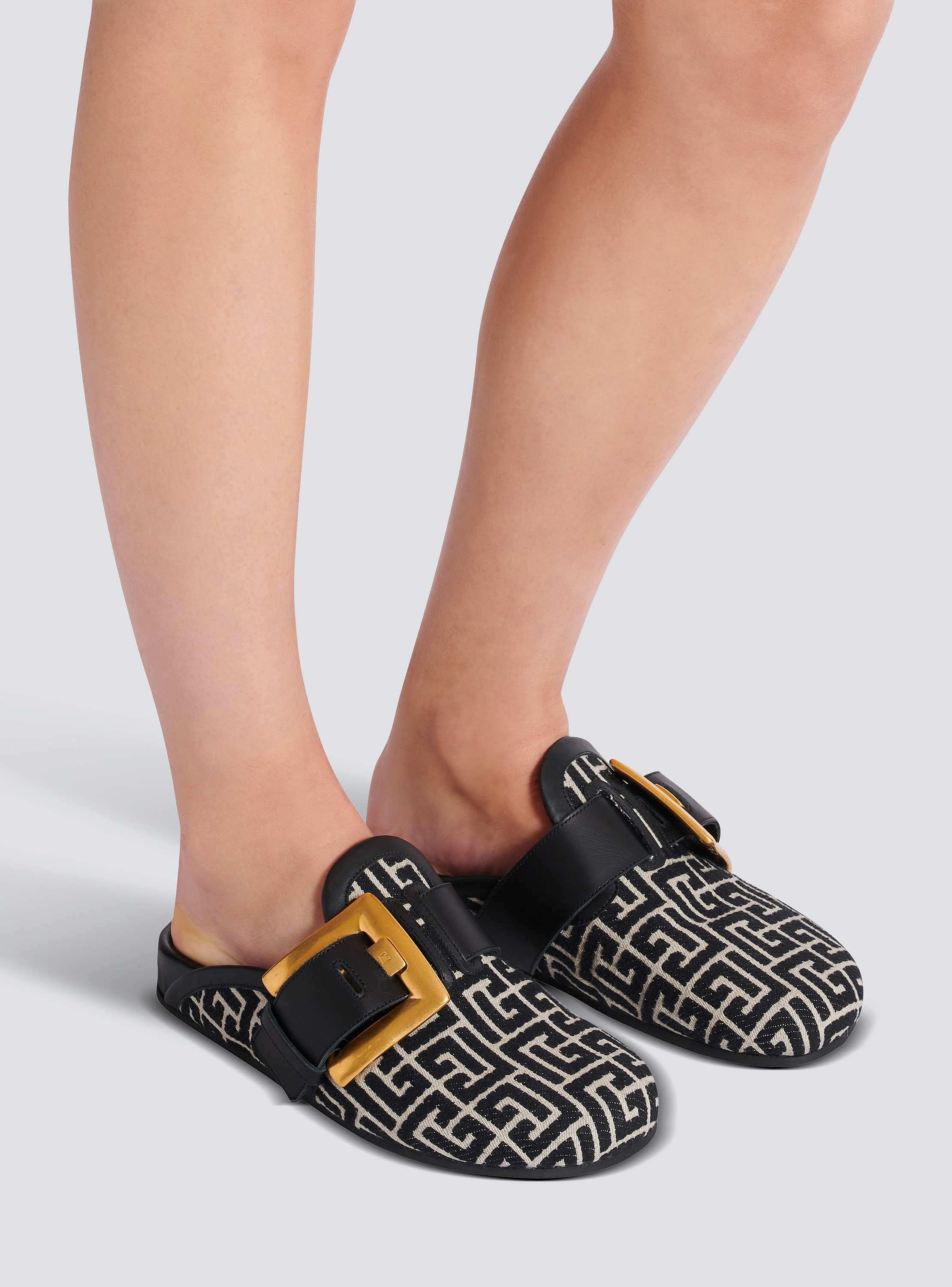 Anthem mules in jacquard canvas with PB monogram