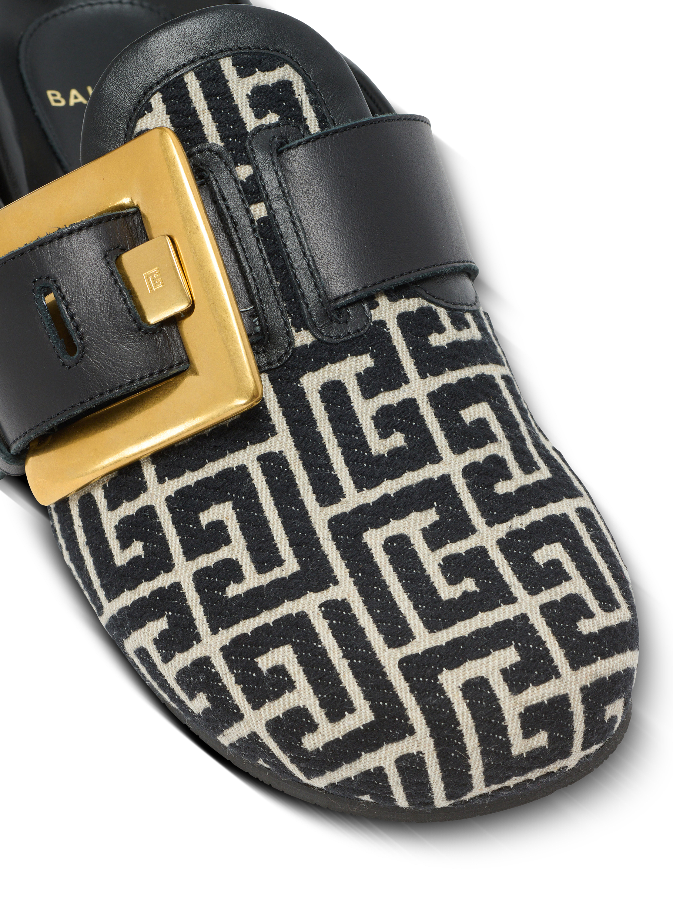Anthem mules in jacquard canvas with PB monogram black