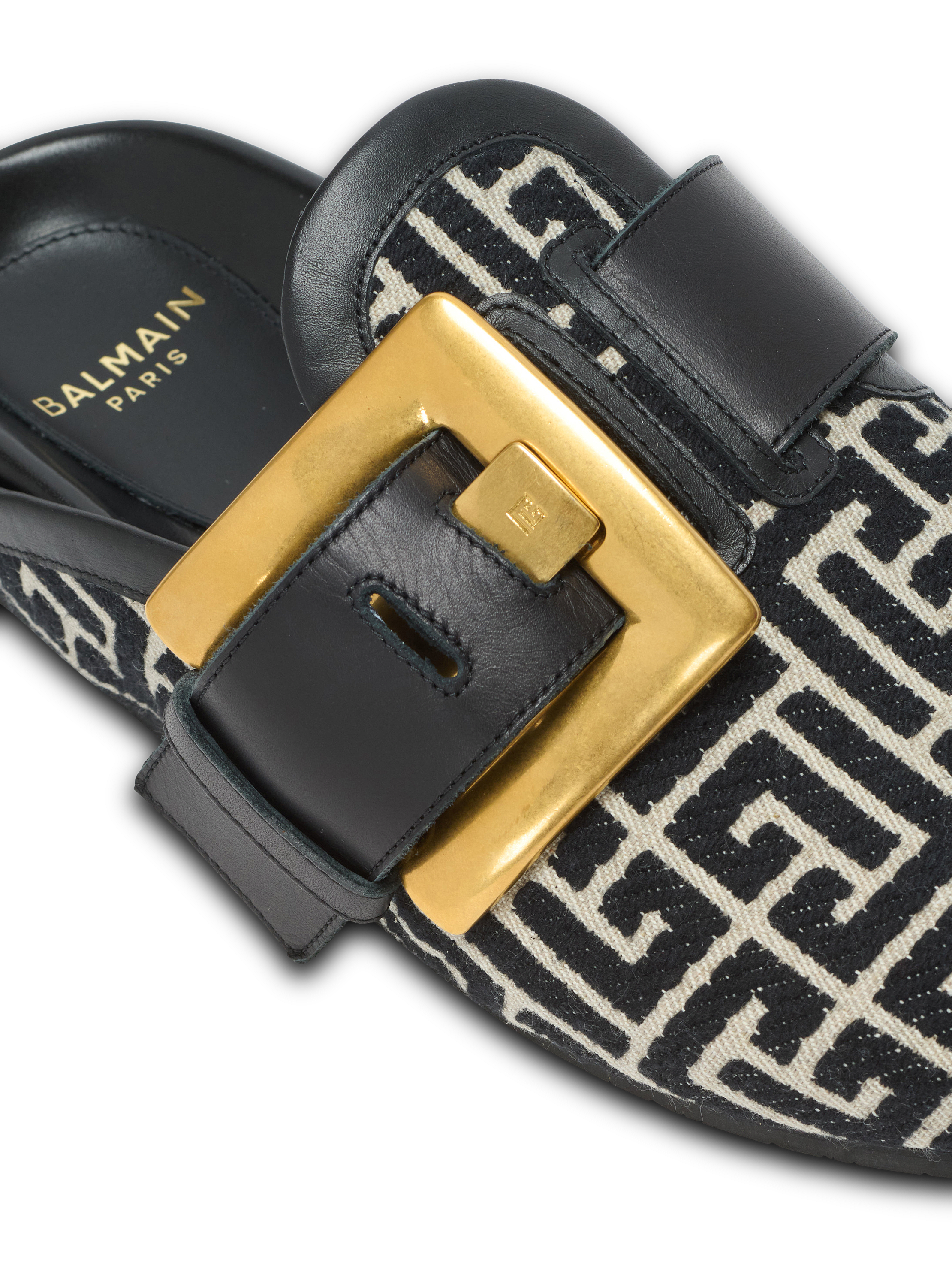 Anthem mules in jacquard canvas with PB monogram