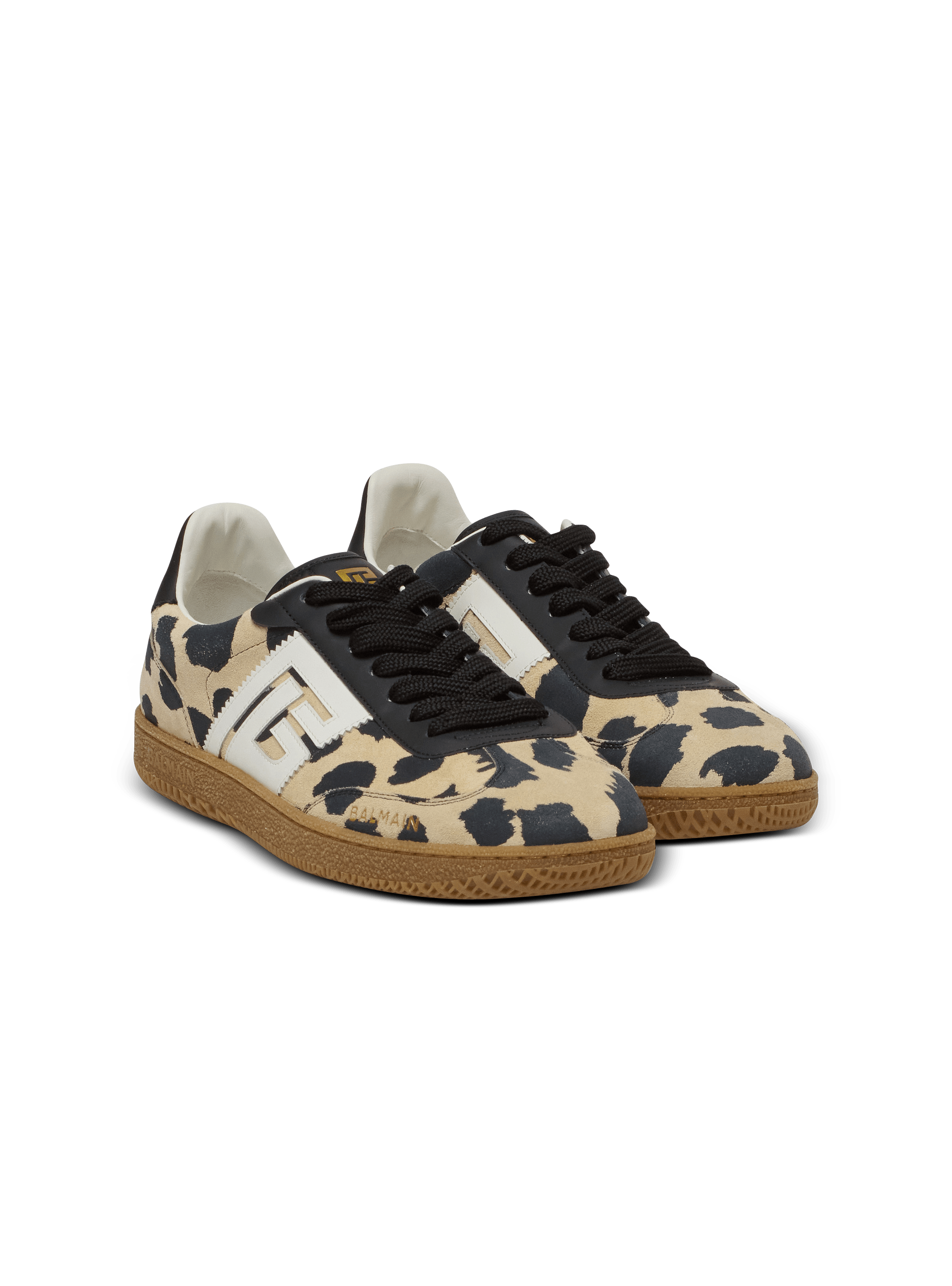 【関税＆送料込み】Balmain Swan-Suede Leather&Calfskin Balmain Swan suede and patent leather sneakers - Men | BALMAIN