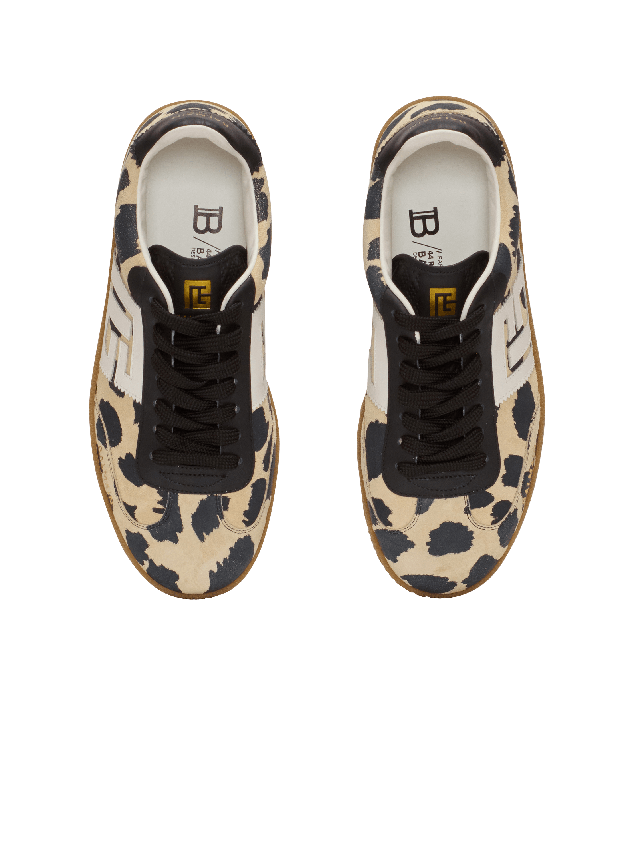Balmain Swan leopard print suede leather trainers