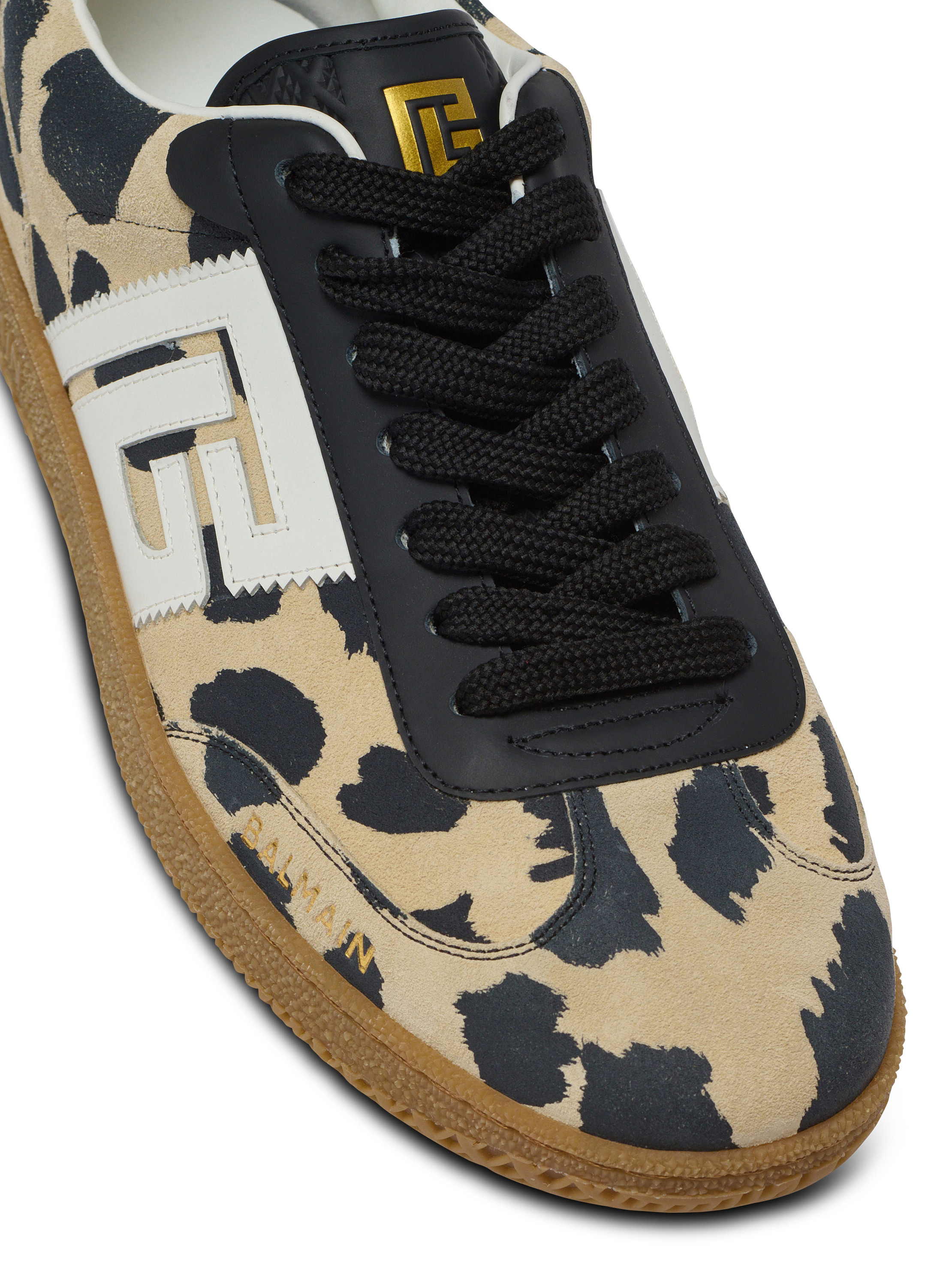 【関税＆送料込み】Balmain Swan-Suede Leather&Calfskin Balmain Swan suede and patent leather sneakers - Men | BALMAIN