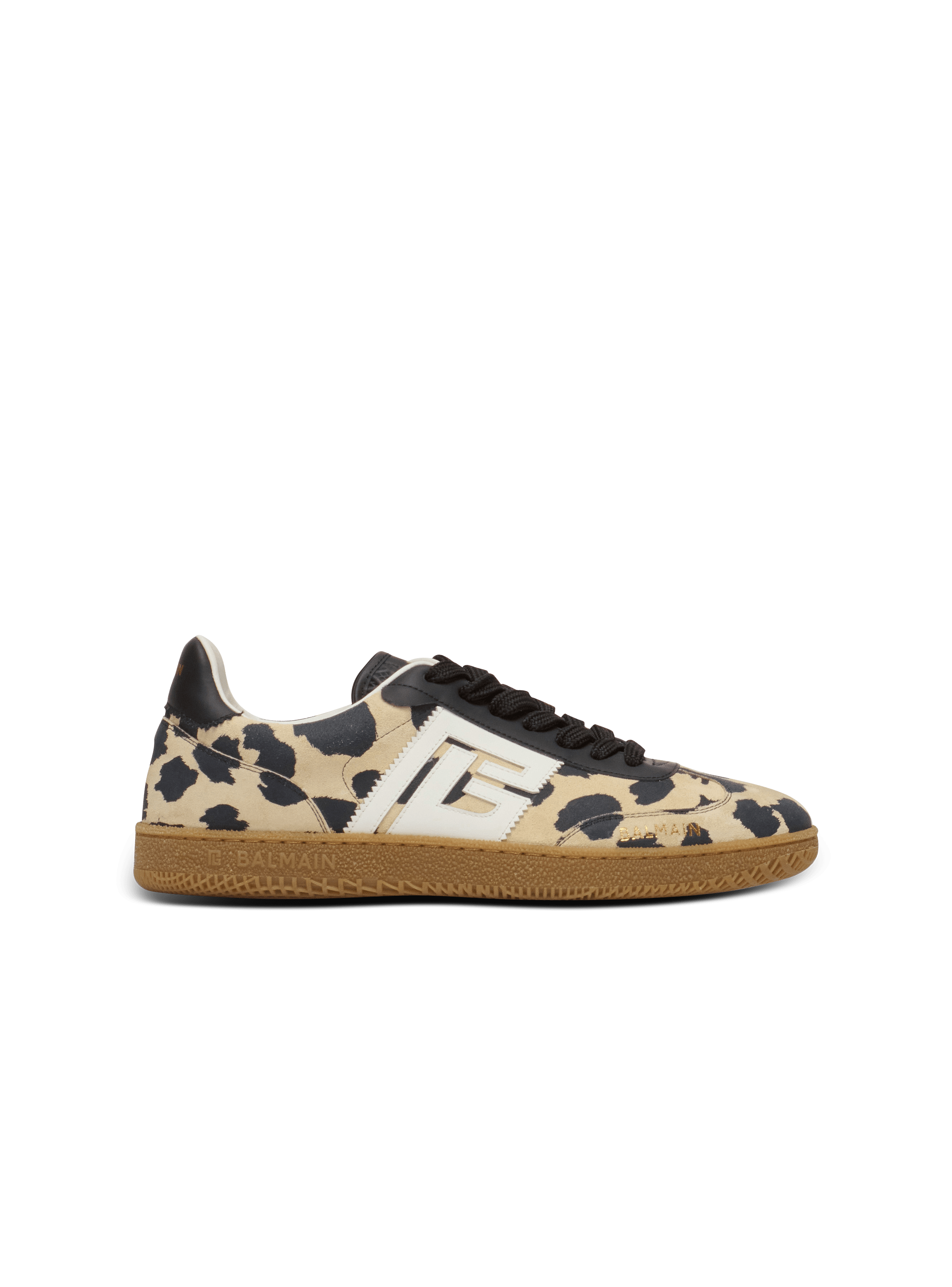 Balmain Swan leopard print suede leather trainers