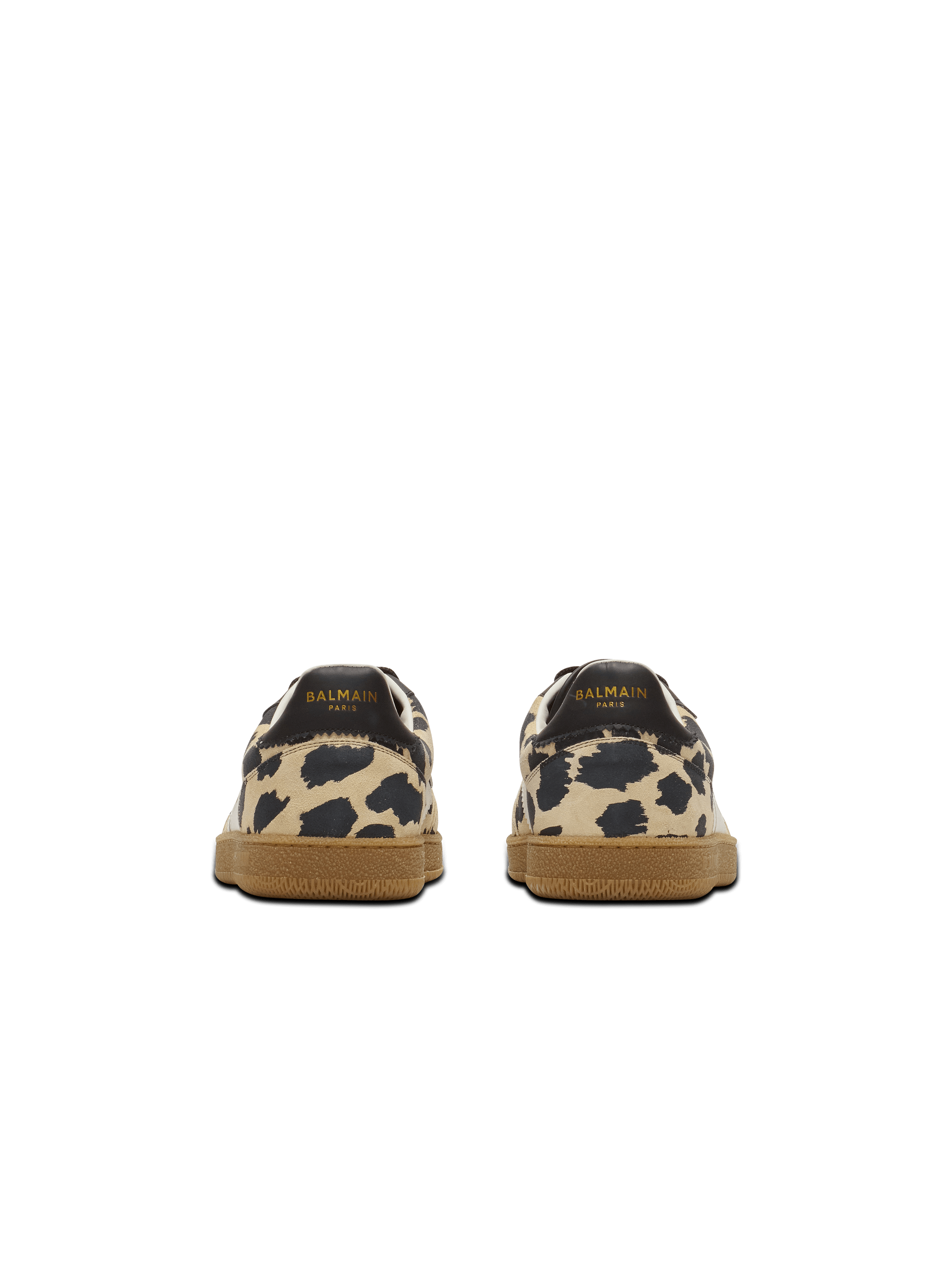 Balmain Swan leopard print suede leather trainers