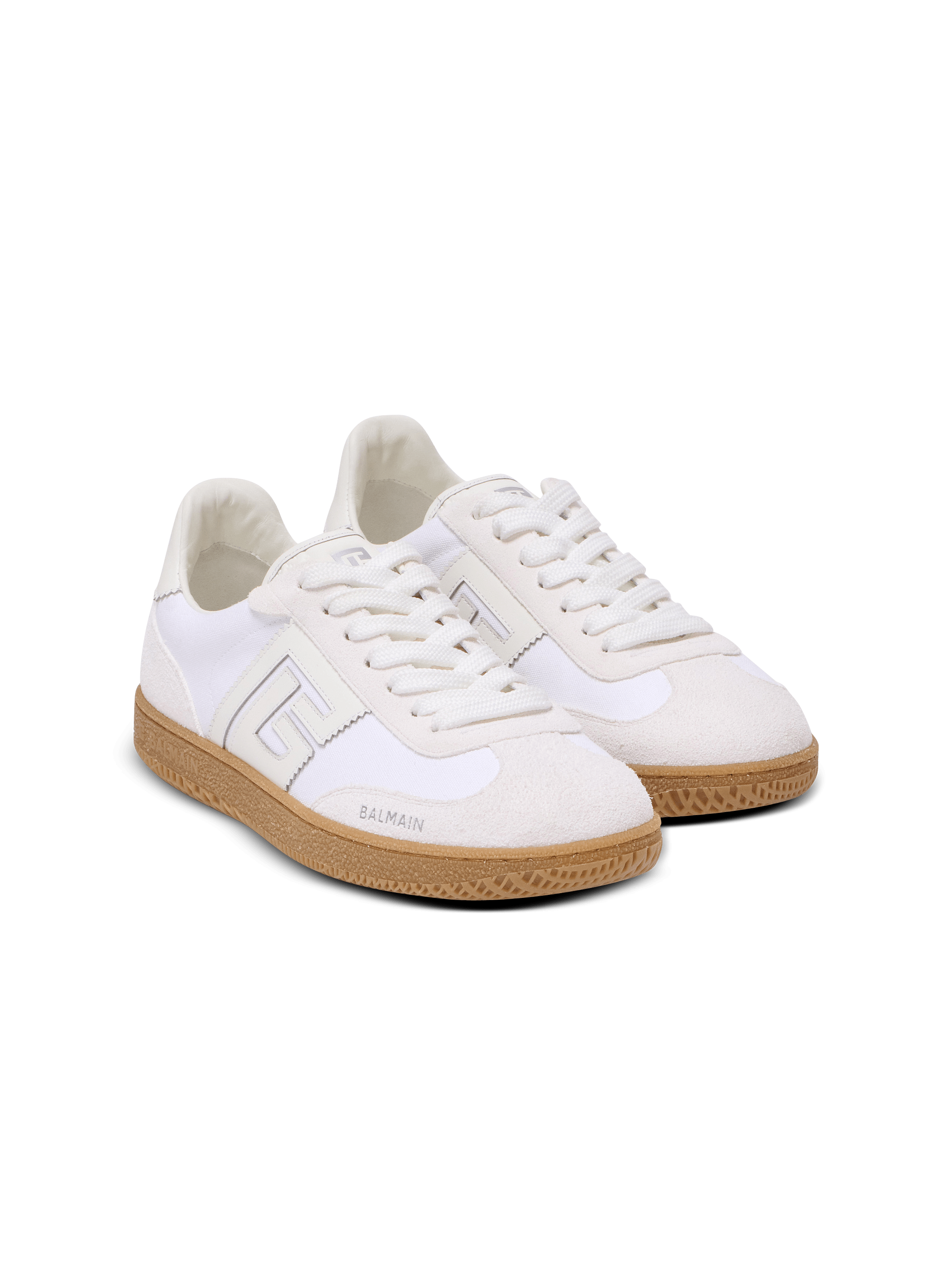 スニーカー Swan sneakers - Balmain - Leather - Beige Leather and canvas Balmain Swan trainers - Women | BALMAIN
