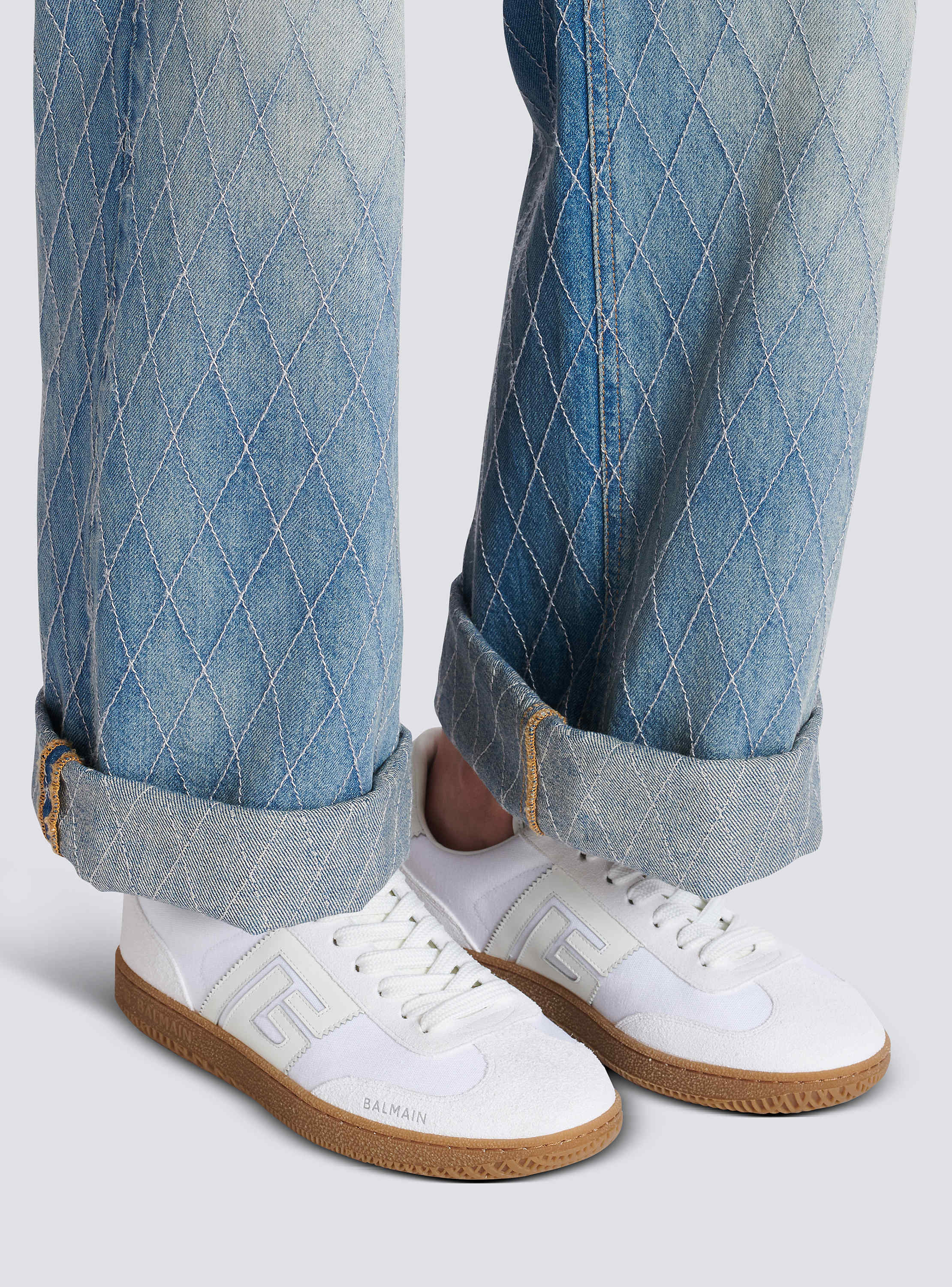 Leather and canvas Balmain Swan trainers