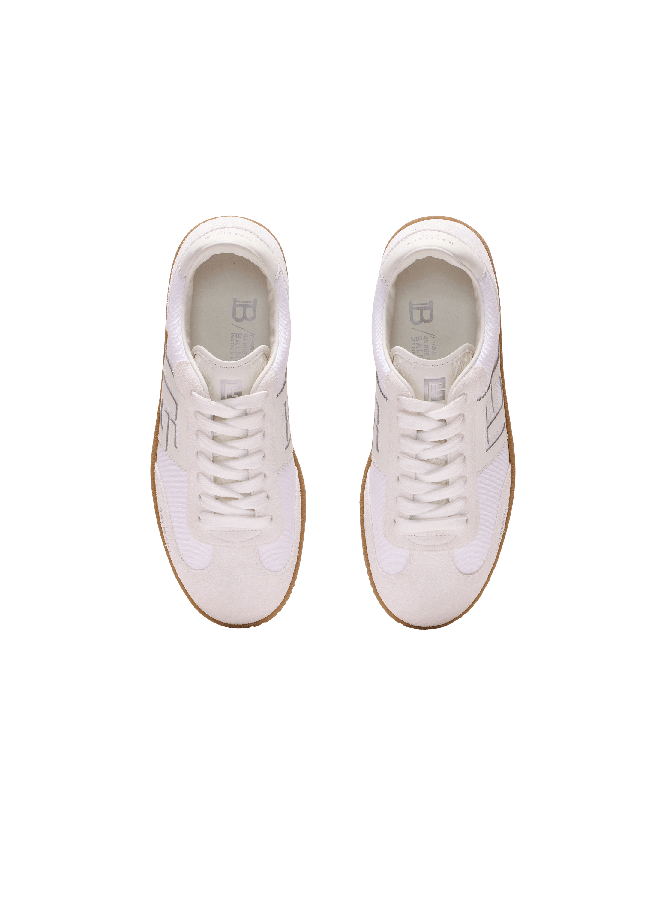 Leather and canvas Balmain Swan trainers - Women | BALMAIN