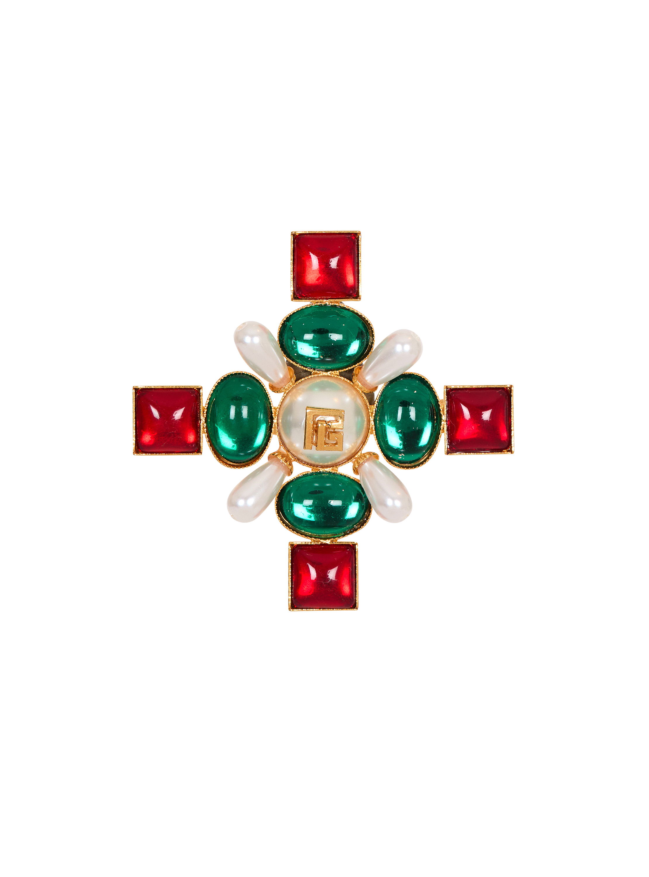 Baroque bead and crystal brooch