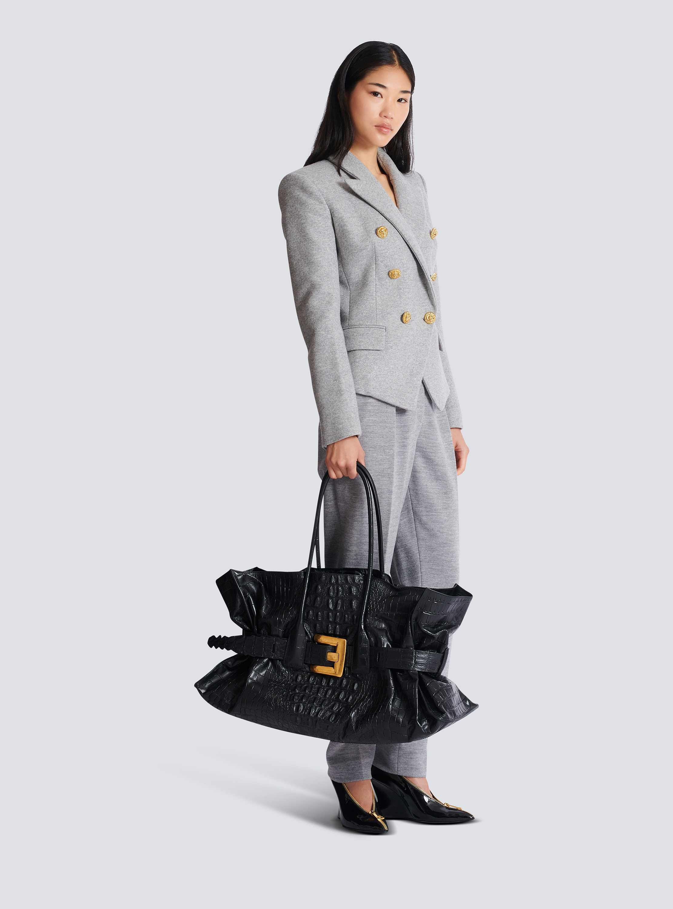 XL Anthem bag in embossed crocodile-print calfskin