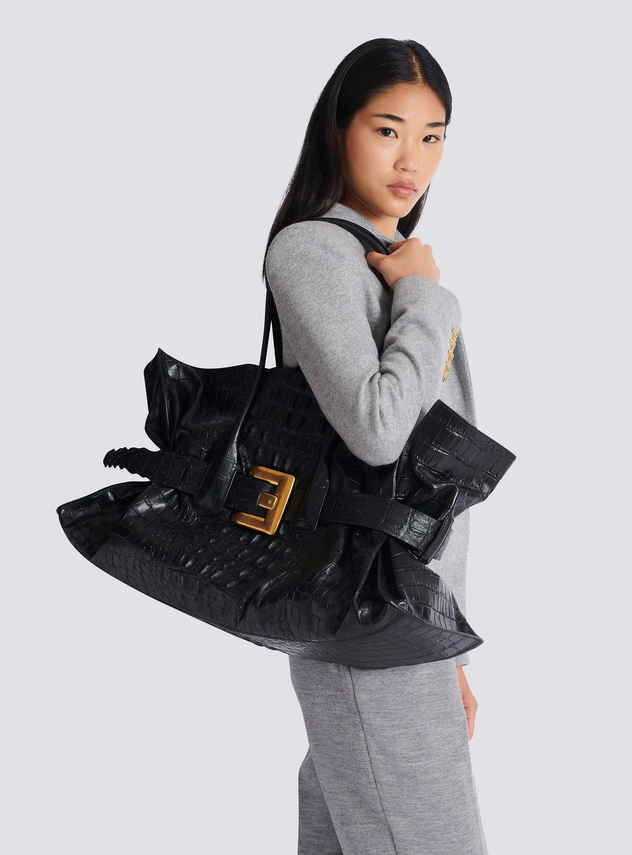 XL Anthem bag in embossed crocodile-print calfskin