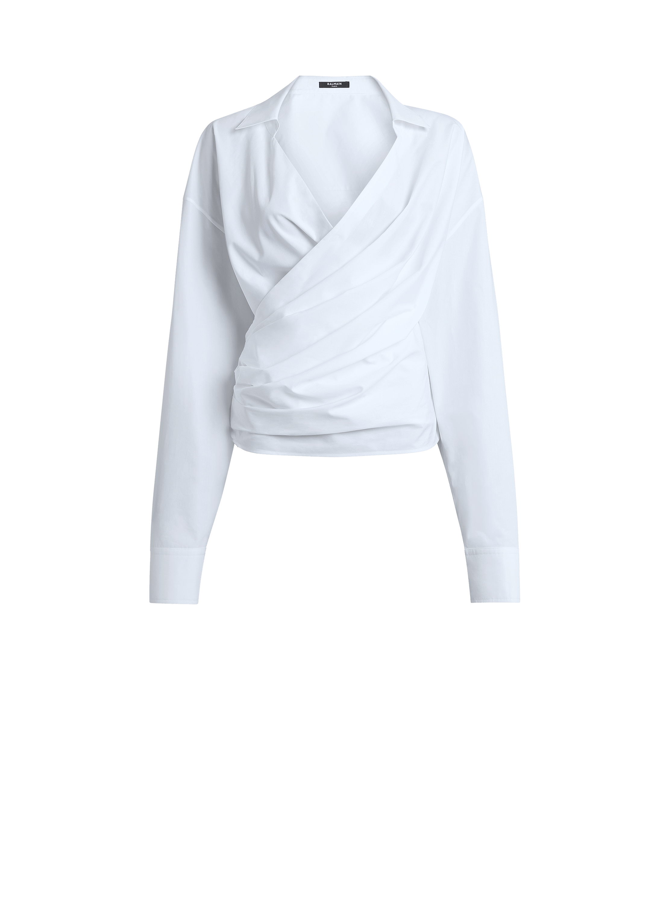 Chemise drap&eacute;e en popeline de coton