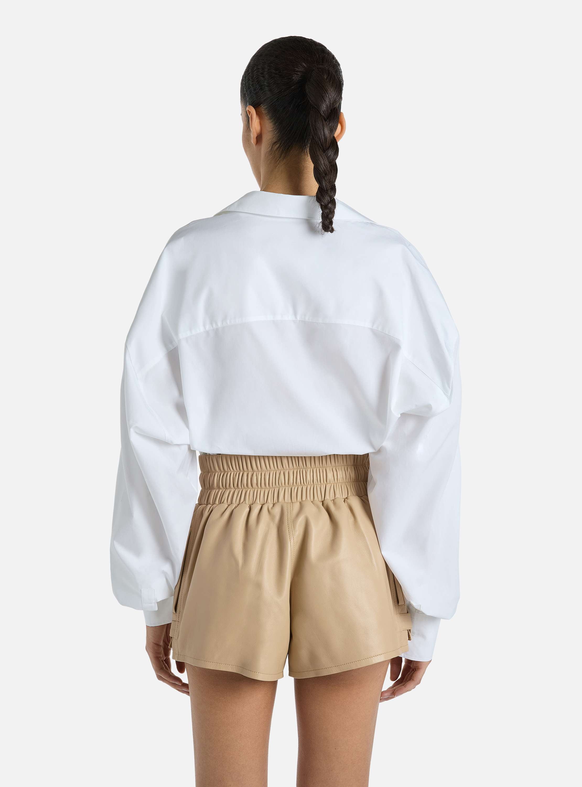 Chemise drap&eacute;e en popeline de coton