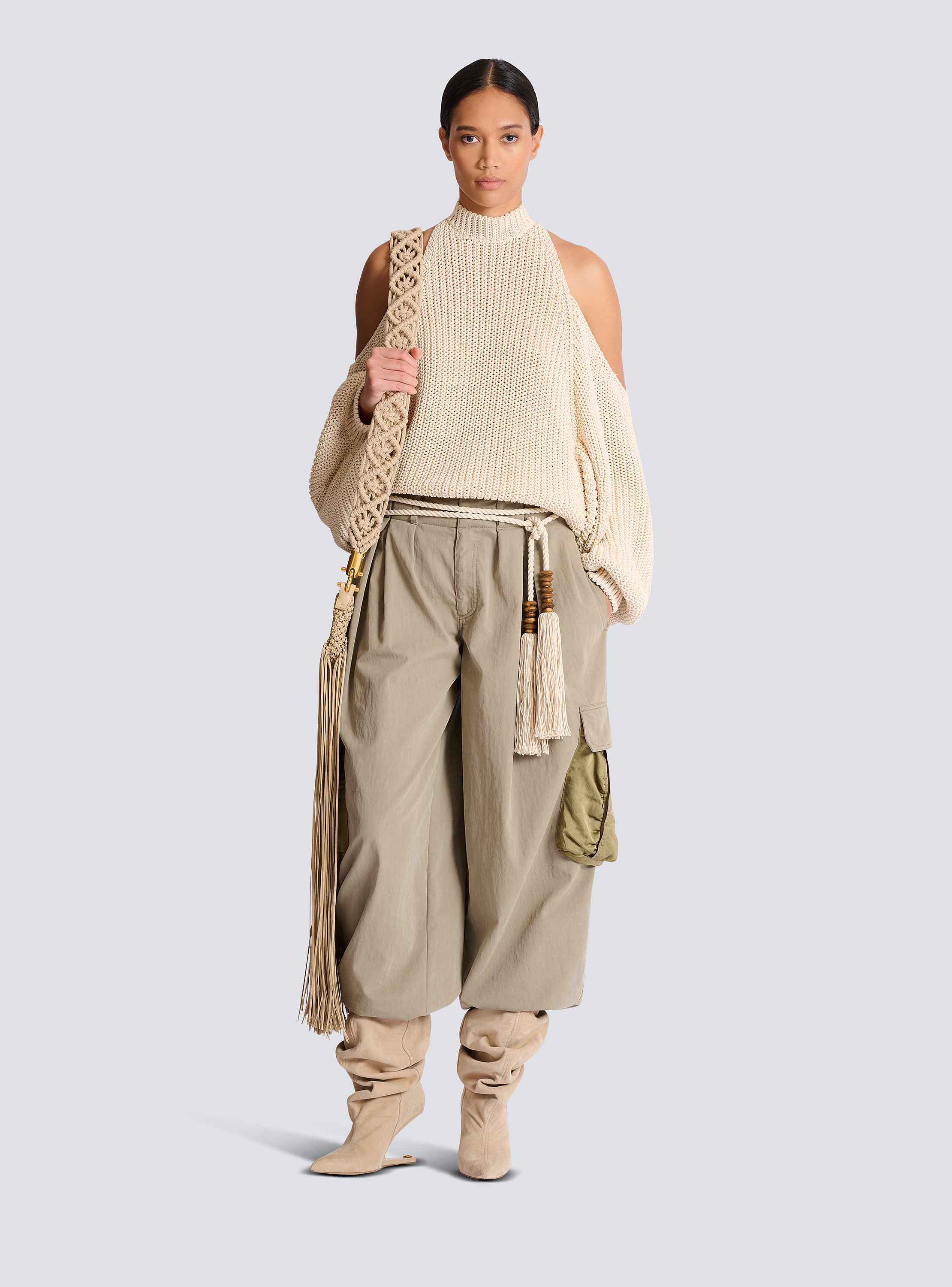 Schulterfreier Baumwollpullover