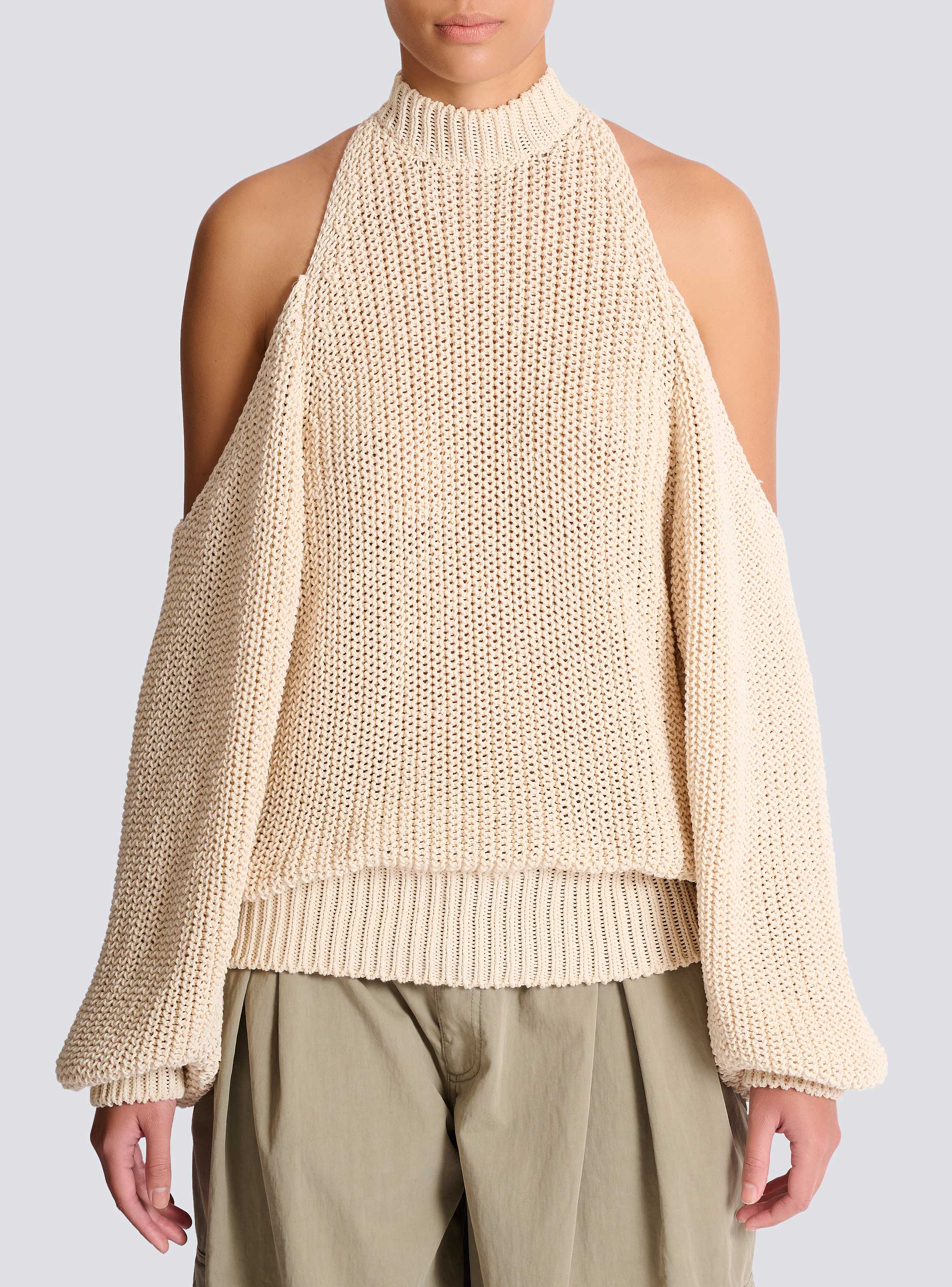 Schulterfreier Baumwollpullover